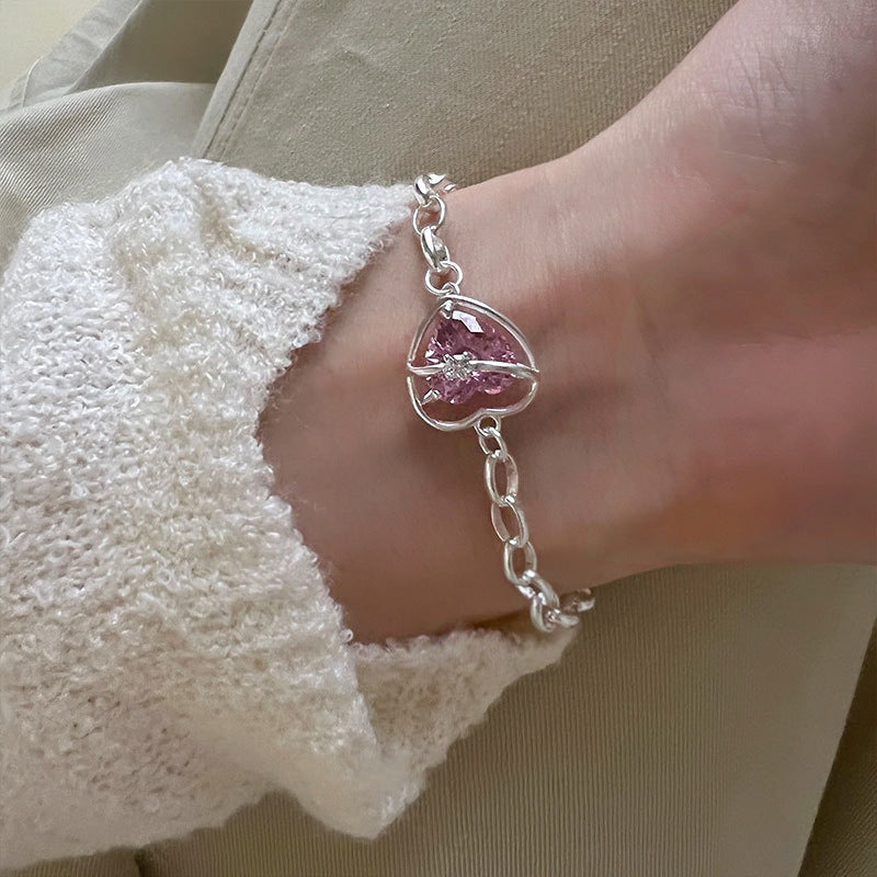 Women's Fashion Simplicity Rhinestone Hollow Heart Clavicle Chain
