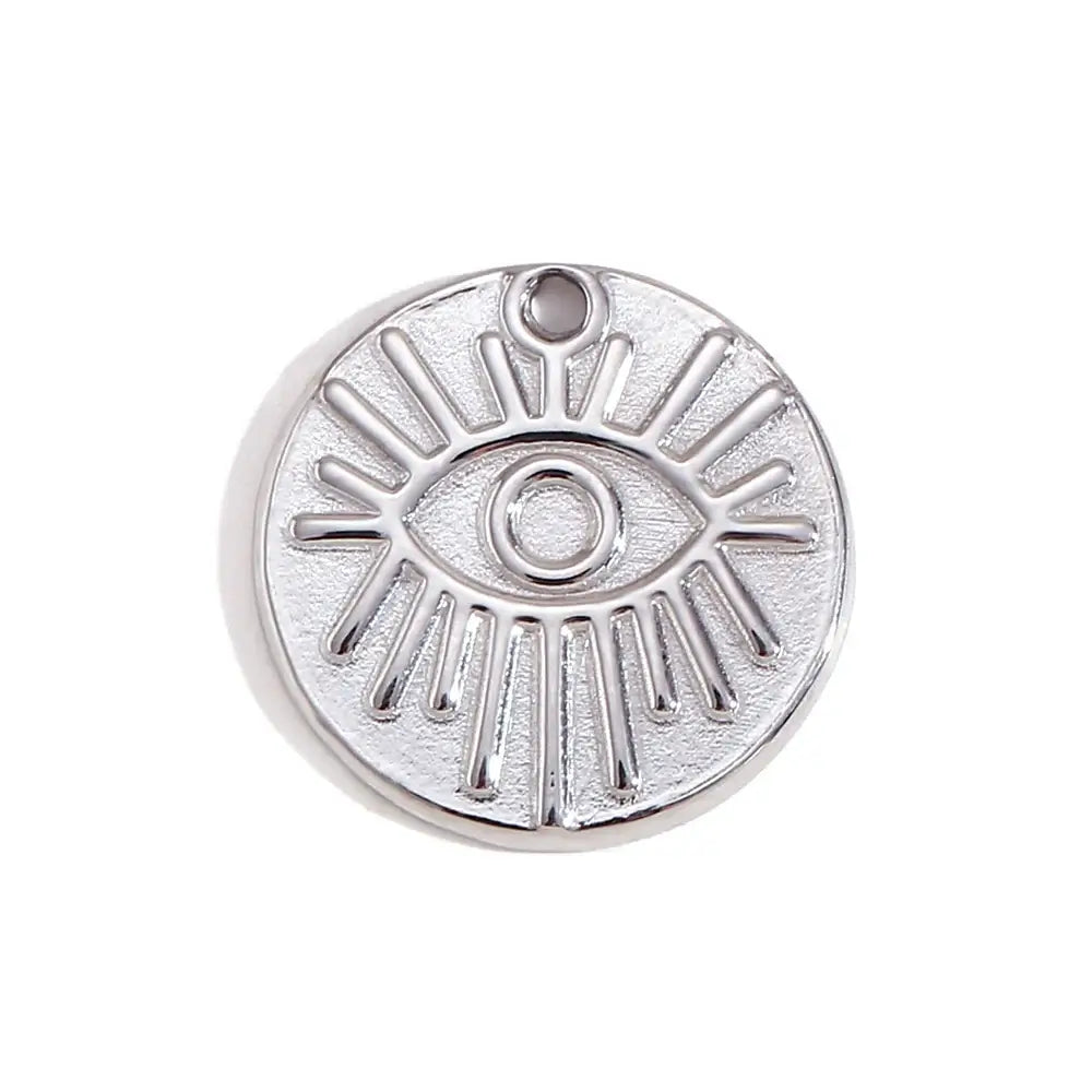 Face Sun Oval Cross Sunflower Relief Long Eyelashes Sparkling Eyes A Rose Round Pendant 316L Stainless Steel Silver Color