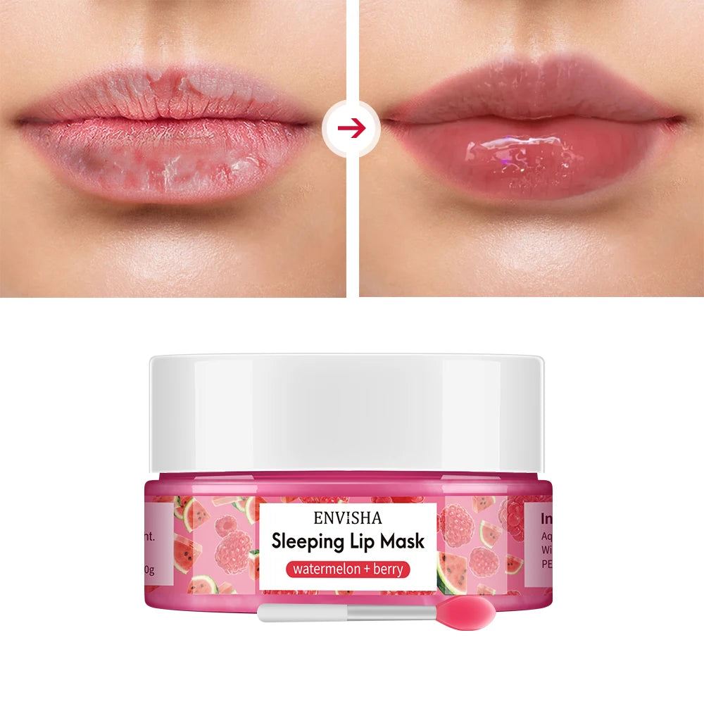 ENVISHA Watermelon Lip Sleep Mask Night Sleeping Maintenance Moisturizing Fade Lines Nourishing Balm Skin Care Beauty Health 20g