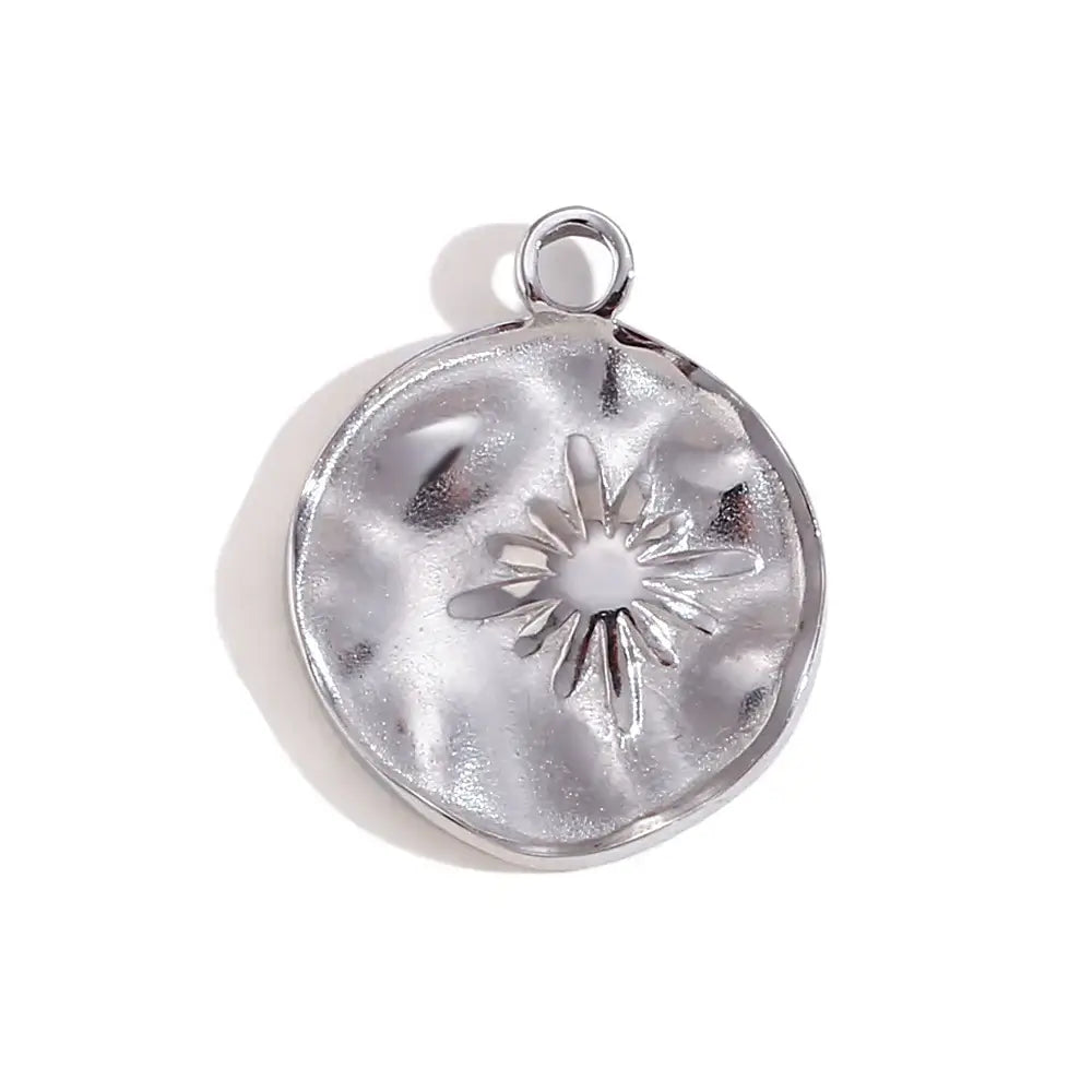 Face Sun Oval Cross Sunflower Relief Long Eyelashes Sparkling Eyes A Rose Round Pendant 316L Stainless Steel Silver Color