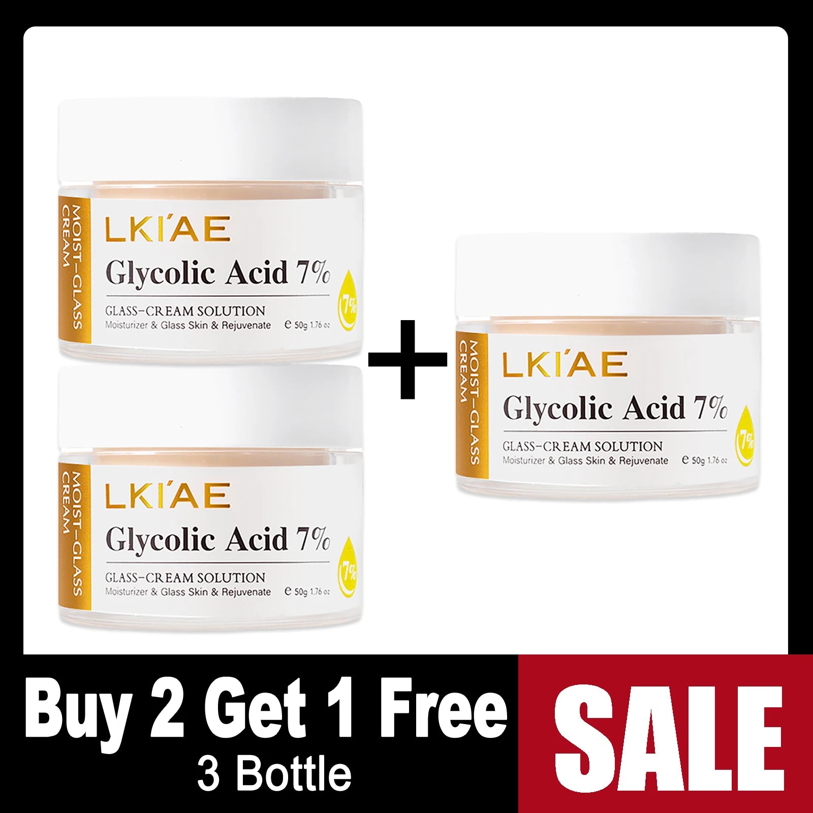 LKIAE Rejuvenate Day And Night Face Cream, Brightening, Deeply Moisturizes, Create Glass-Textured Skin, With 7% Glycolic Acid