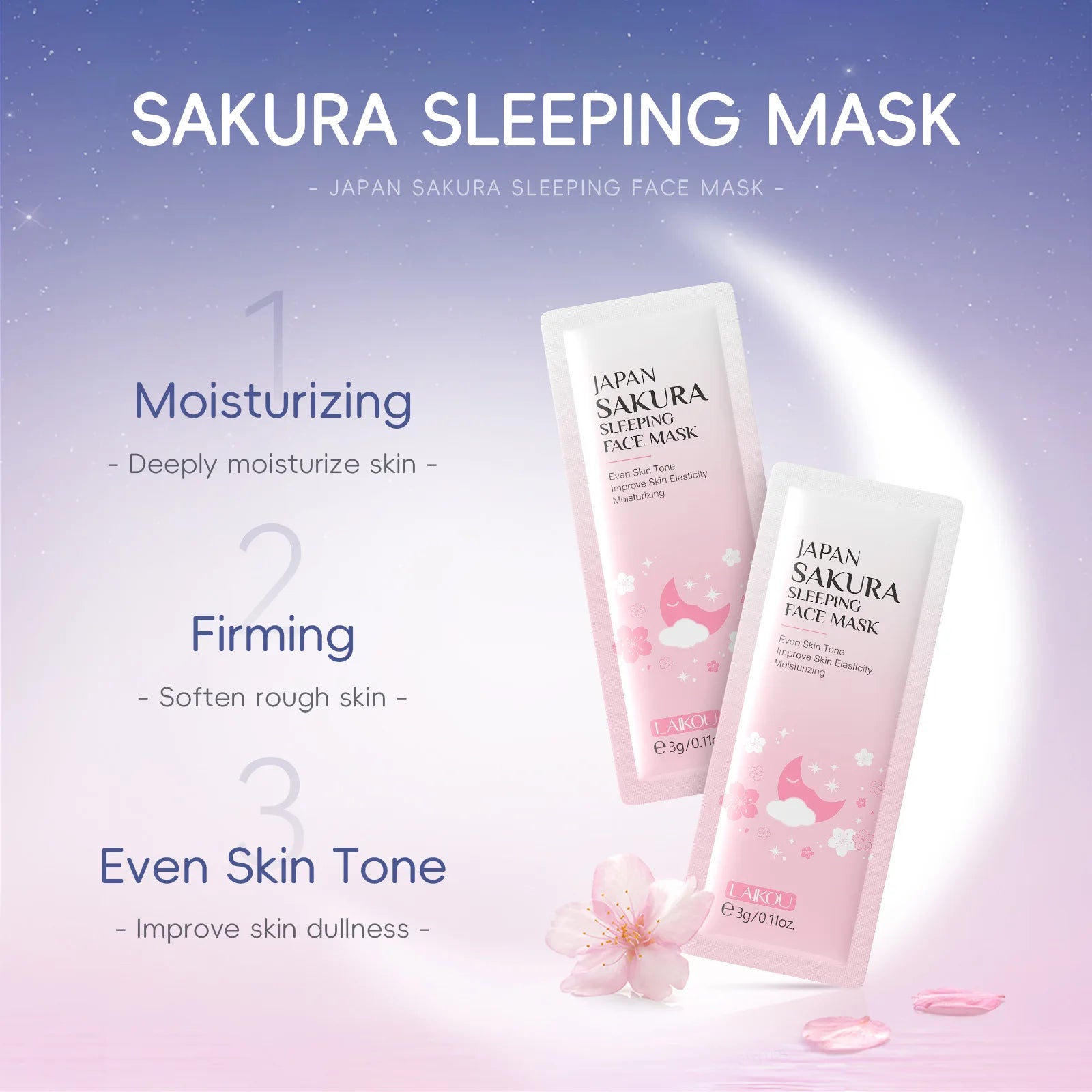 LAIKOU Moisturizing Facial Mask Hydrating Sleeping Face Sheet Masks Repairing & Nourishing Night Face Mask Skin Care 5pcs