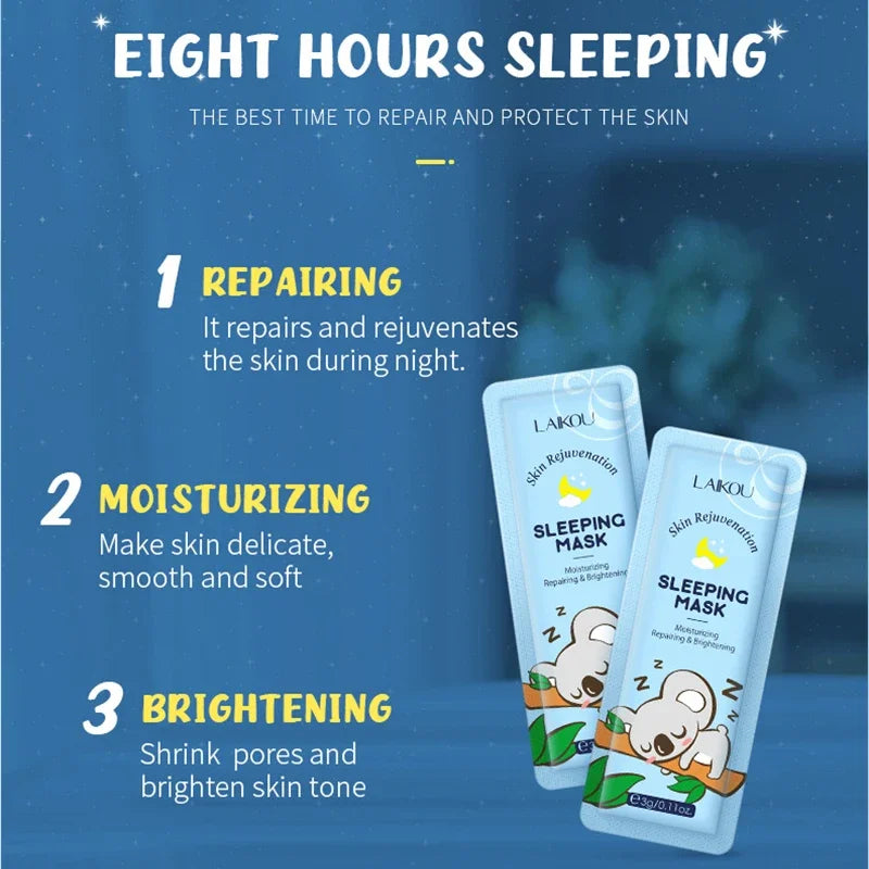 LAIKOU Moisturizing Facial Mask Hydrating Sleeping Face Sheet Masks Repairing & Nourishing Night Face Mask Skin Care 5pcs