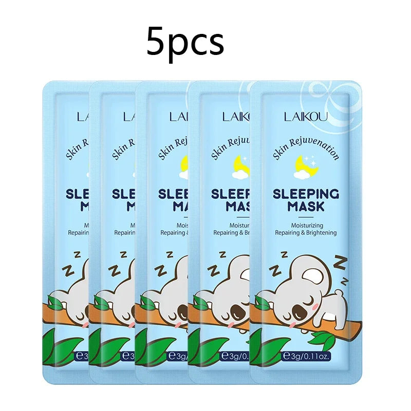 LAIKOU Moisturizing Facial Mask Hydrating Sleeping Face Sheet Masks Repairing & Nourishing Night Face Mask Skin Care 5pcs
