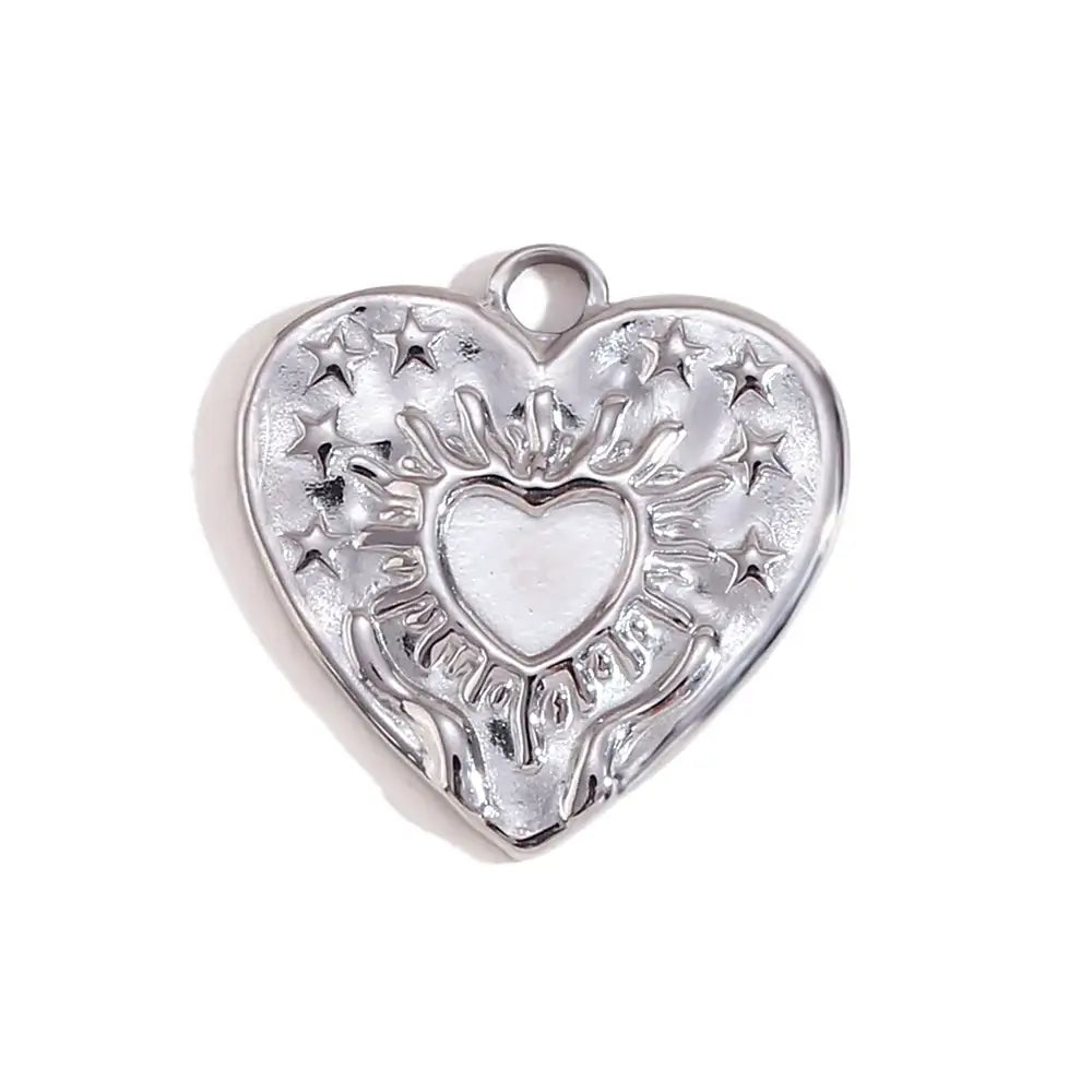 Face Sun Oval Cross Sunflower Relief Long Eyelashes Sparkling Eyes A Rose Round Pendant 316L Stainless Steel Silver Color