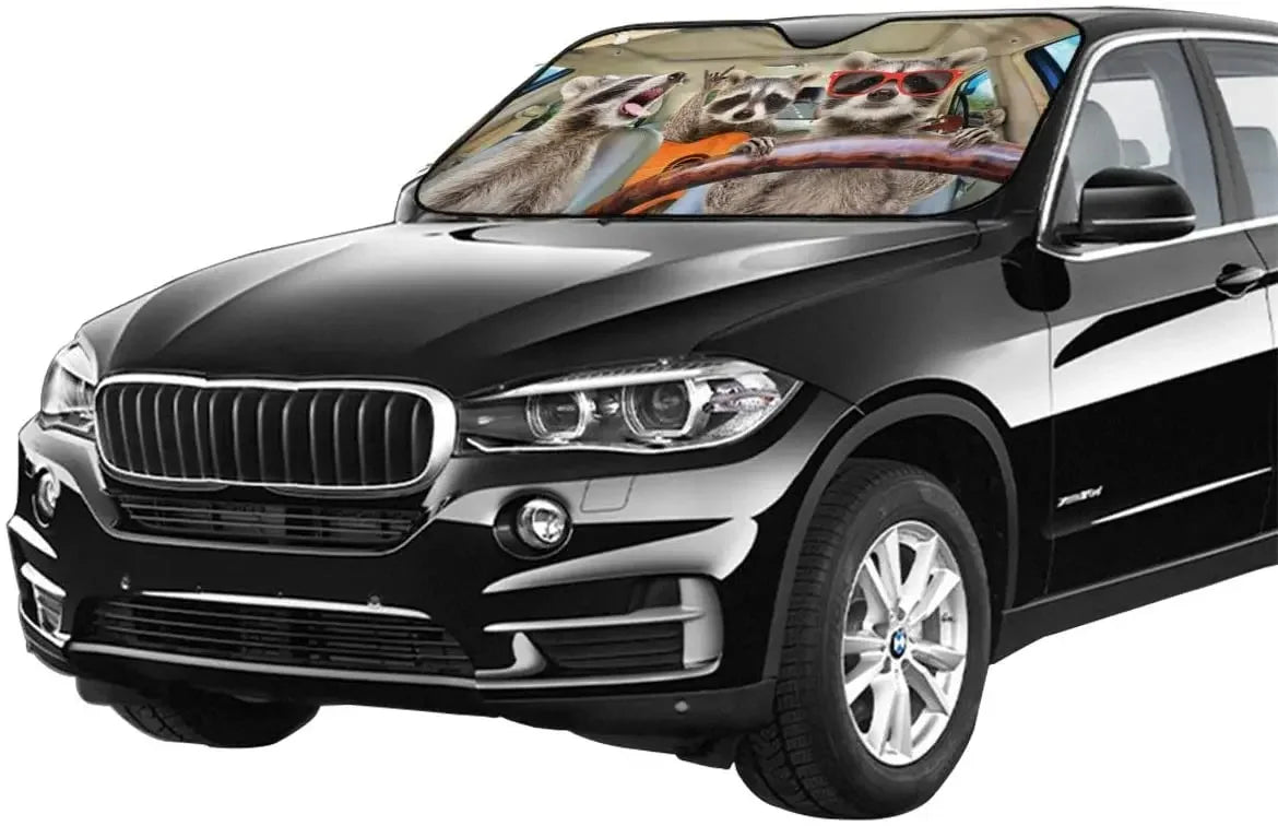 Foruidea Funny Raccoon Car Windshield Sun Shade Auto Sunshade for Car Truck SUV-Blocks Uv Rays Sun Visor Protector-Keeps Your Ve