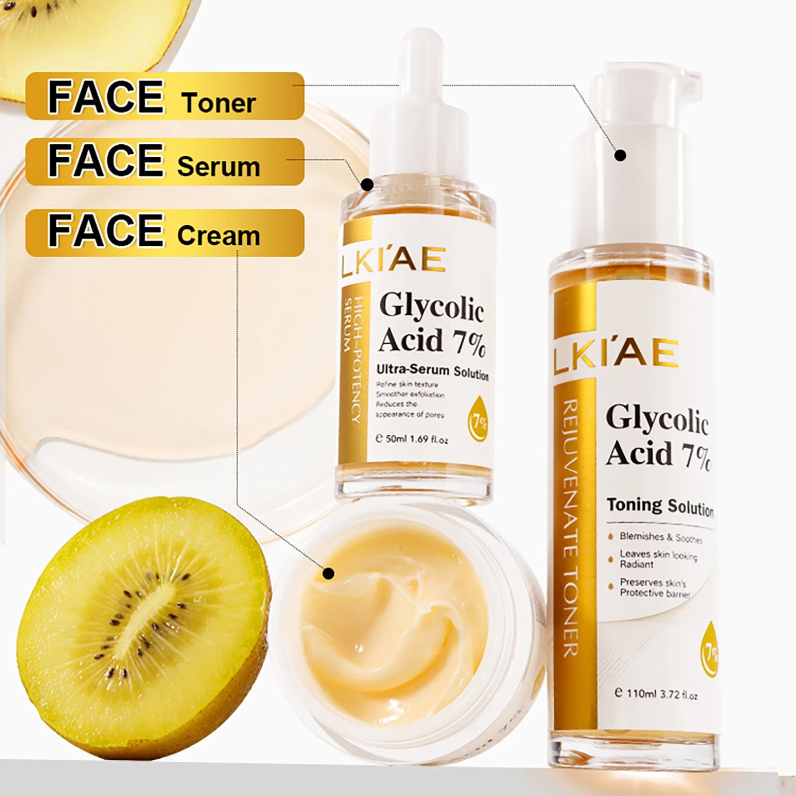 LKIAE Rejuvenate Day And Night Face Cream, Brightening, Deeply Moisturizes, Create Glass-Textured Skin, With 7% Glycolic Acid