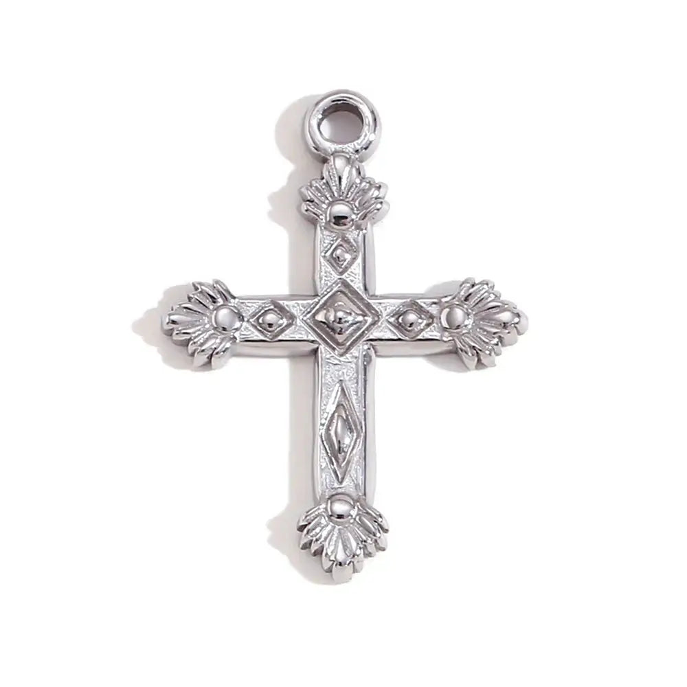 Face Sun Oval Cross Sunflower Relief Long Eyelashes Sparkling Eyes A Rose Round Pendant 316L Stainless Steel Silver Color