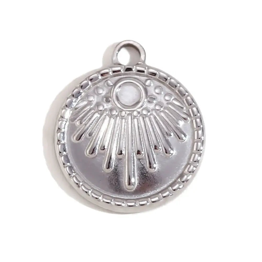 Face Sun Oval Cross Sunflower Relief Long Eyelashes Sparkling Eyes A Rose Round Pendant 316L Stainless Steel Silver Color
