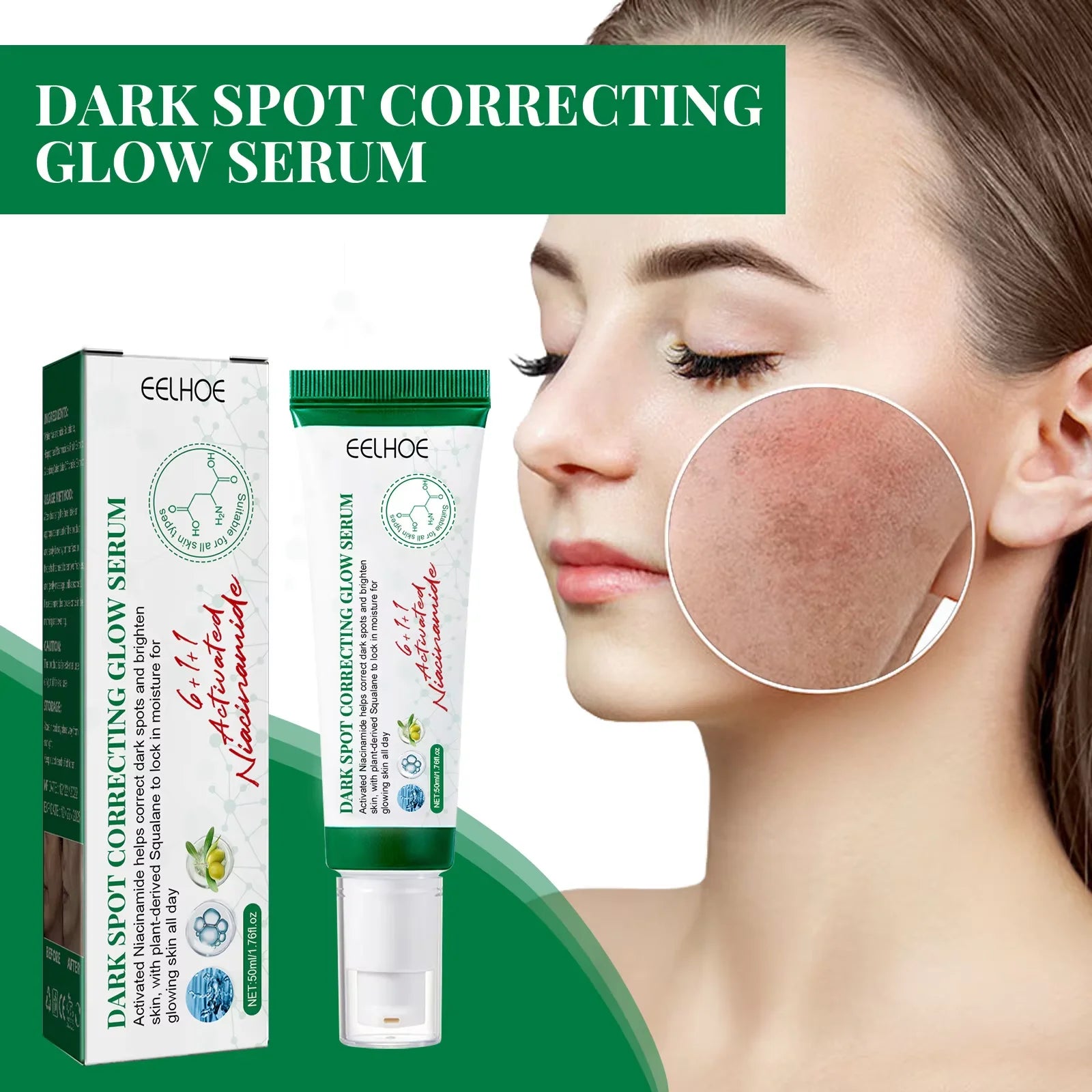 Dark Spot Correcting Glow Serum Fade Pigment Freckle Melasma Melanin Improves Dull Skin Facial Whitening Brightening Essence