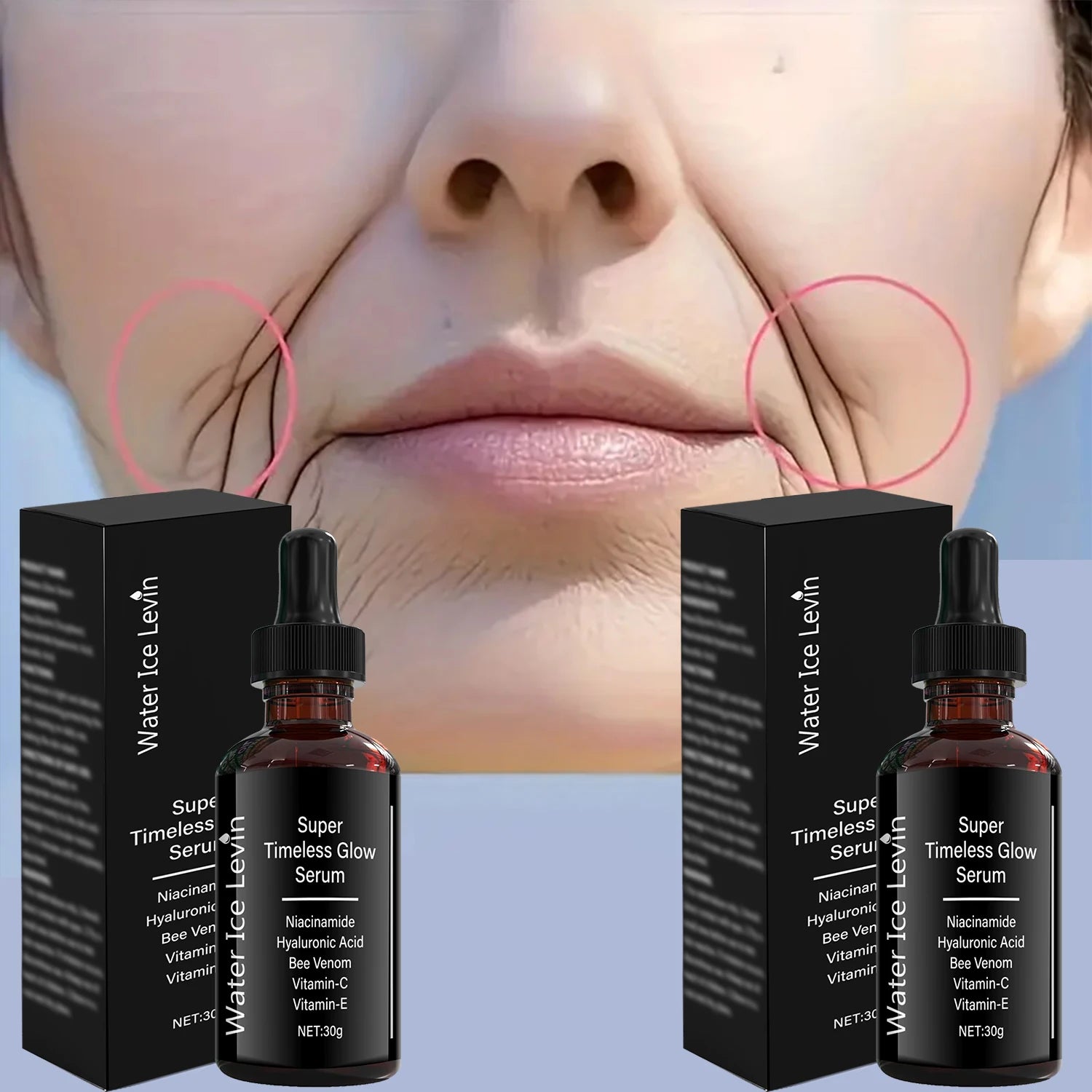 Timeless Glow Serum—Powered by Niacinamide, Hyaluronic Acid, Bee Venom Vitamin C+E Brightens, Repairs, Rejuvenates.