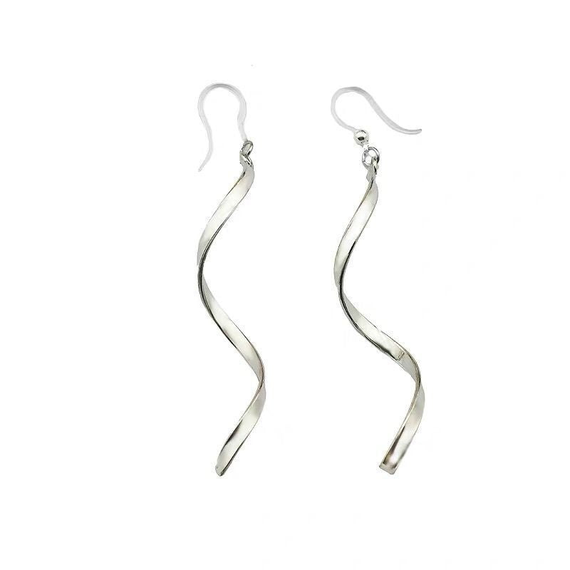 Twisted Silver Trendy Long Personalized Simple Non-pierced Ear Clip