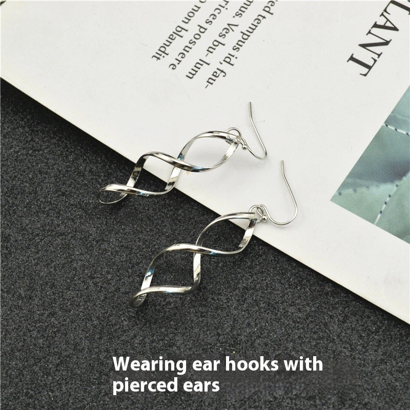 Twisted Silver Trendy Long Personalized Simple Non-pierced Ear Clip