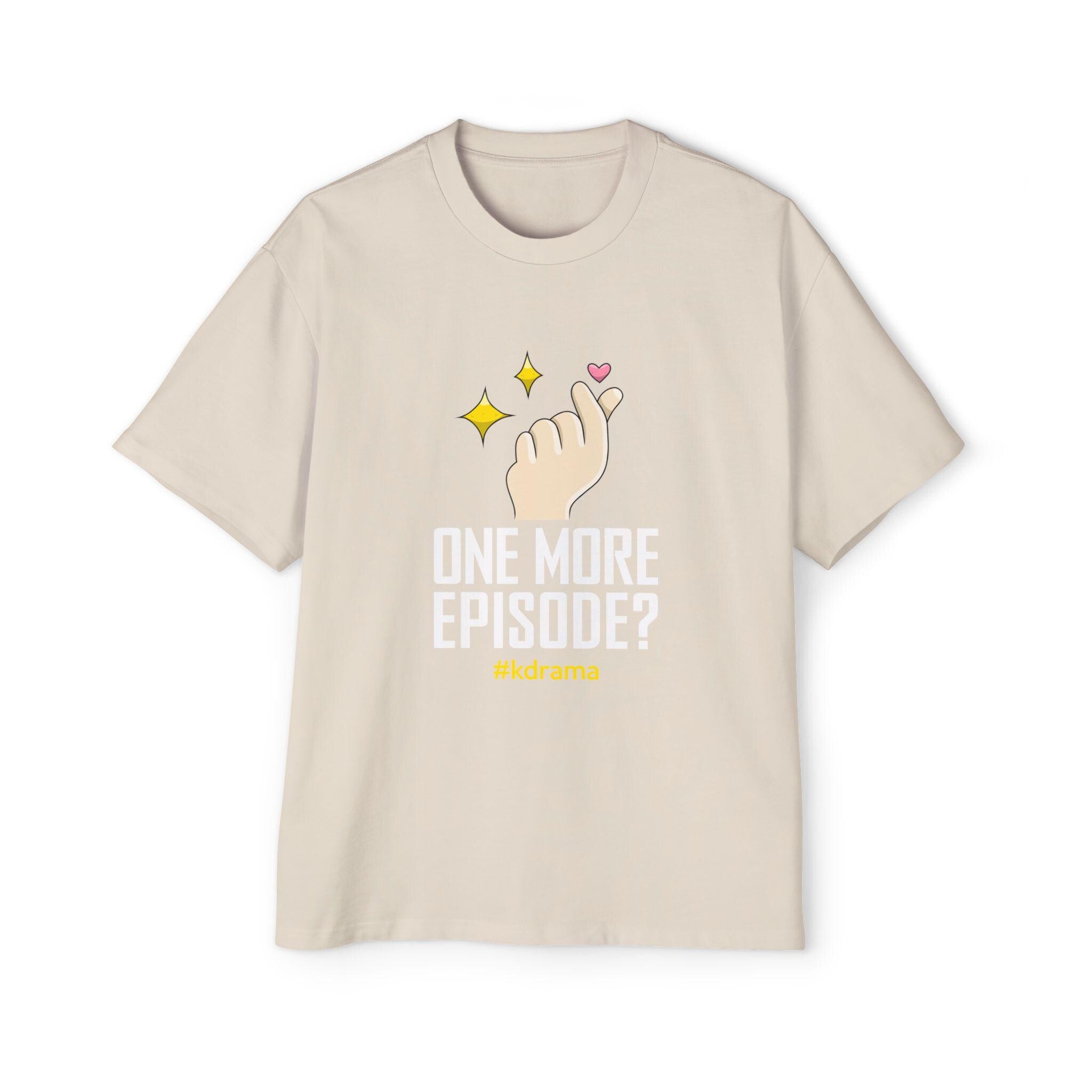 One More Episode K-Drama Men's Heavy Oversized Tee, Comfortable & Stylish, Perfect for K-Drama Binge-Watching, Trendy Gift for Fans