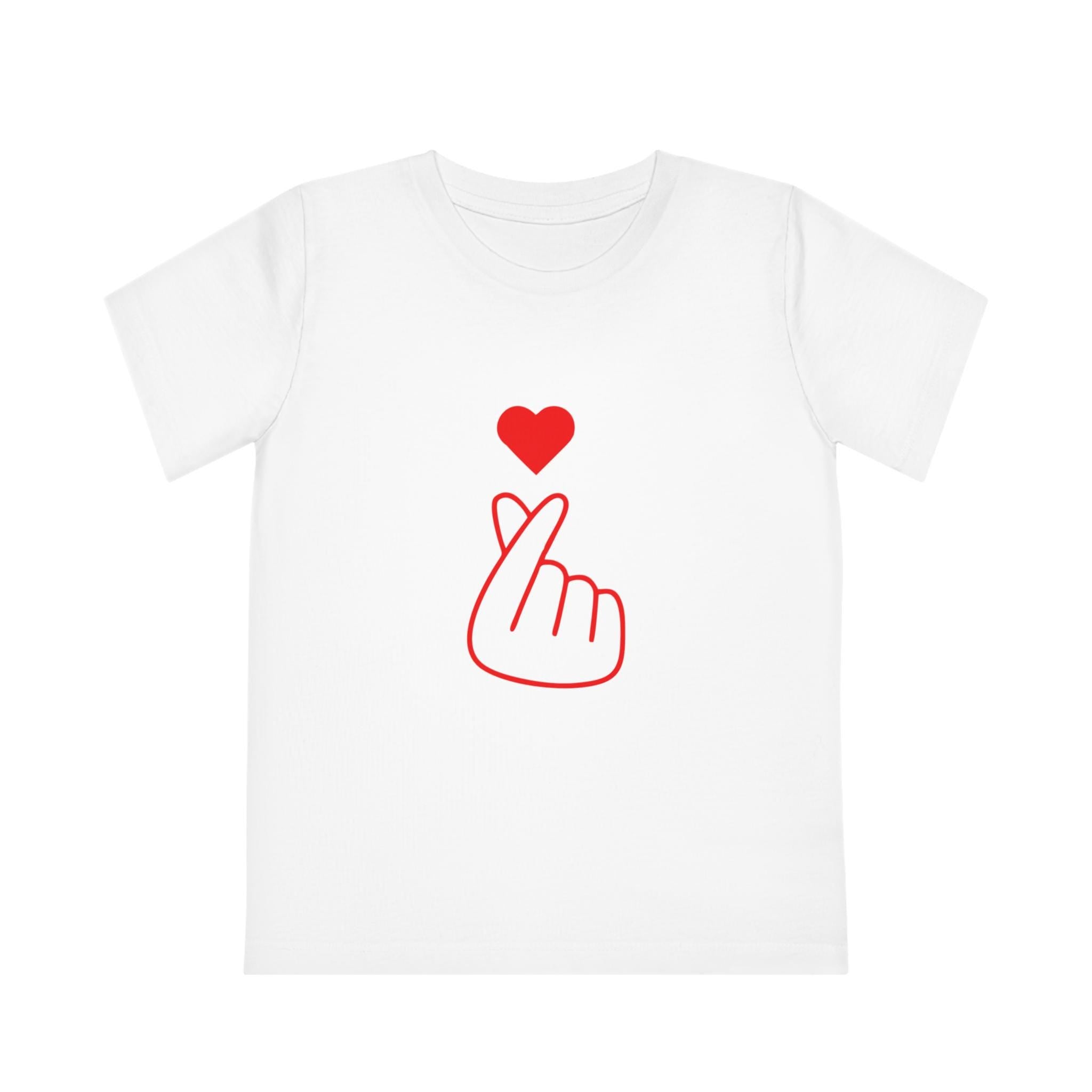 Red Love Heart Finger K-Pop Design Kids' Creator T-Shirt, Trendy and Cute, for K-Pop Fans, Comfortable & Stylish Gift for Young Music Lovers
