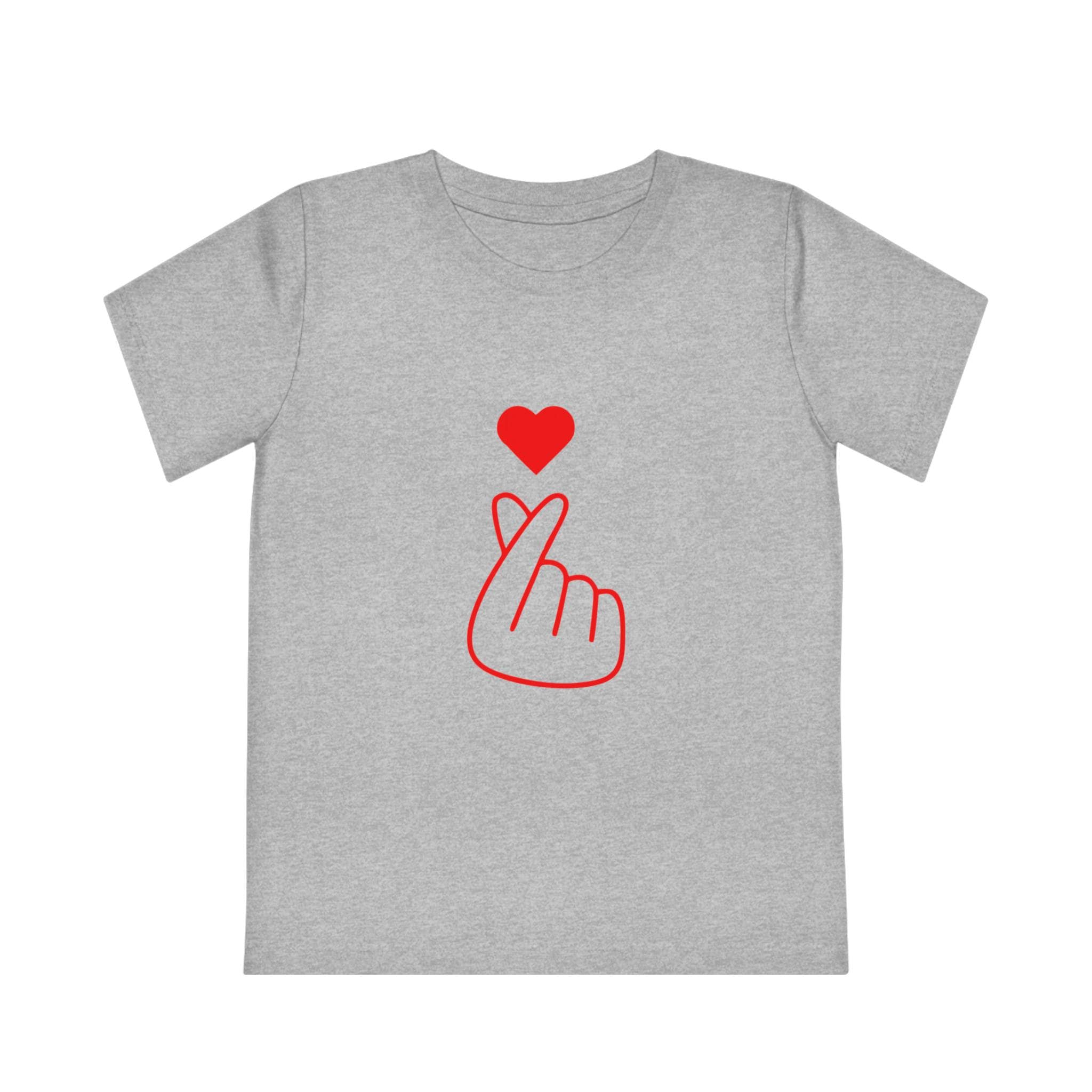 Red Love Heart Finger K-Pop Design Kids' Creator T-Shirt, Trendy and Cute, for K-Pop Fans, Comfortable & Stylish Gift for Young Music Lovers
