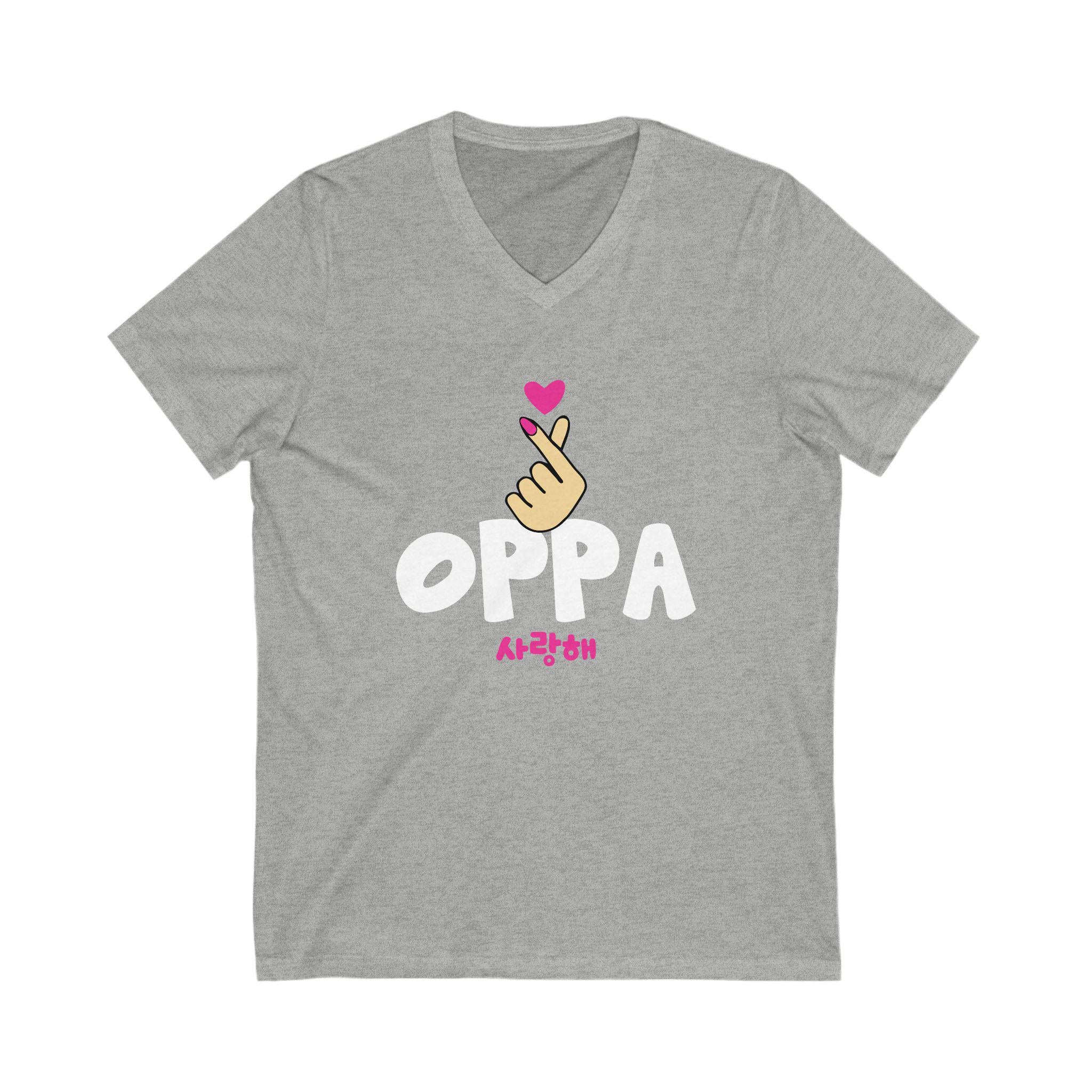 Pick Finger Oppa Chinese Unisex Jersey Short Sleeve V-Neck Tee, Trendy & Comfortable, Perfect for K-Drama Fans, K-Pop Lovers and Casual Wear