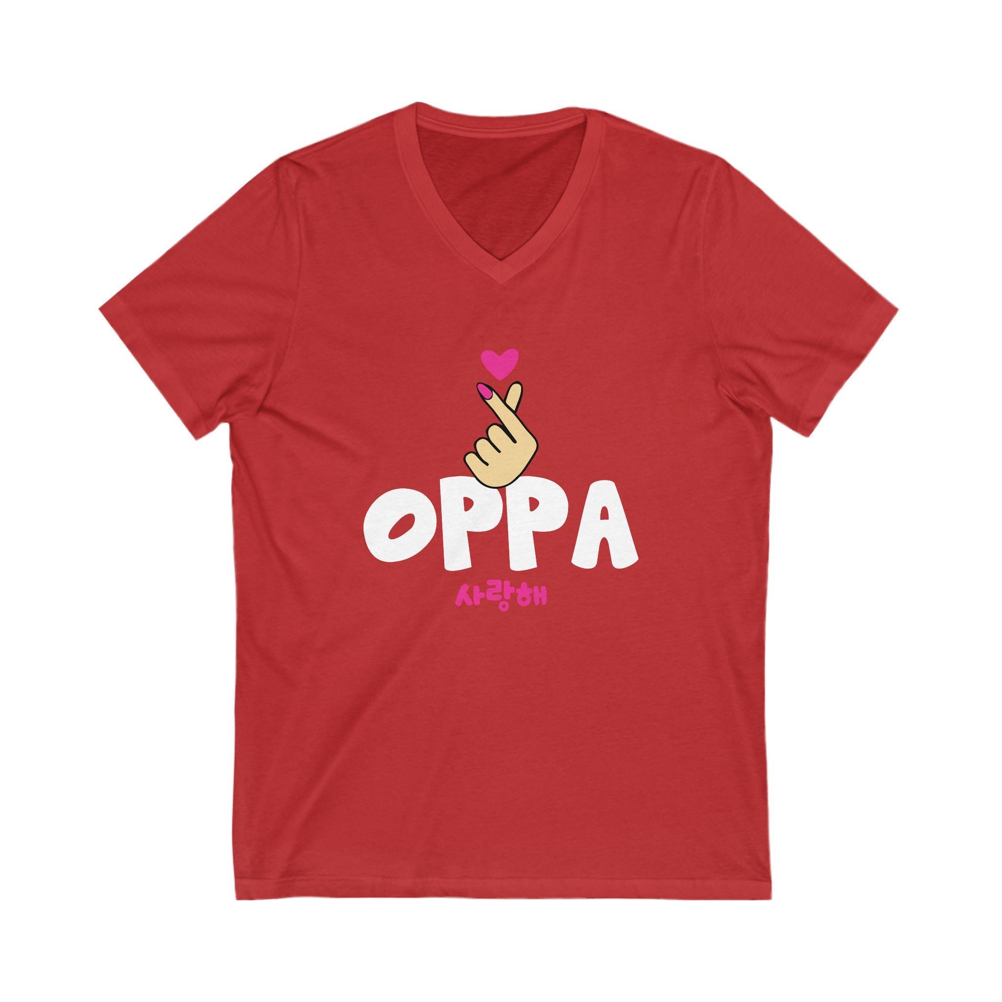 Pick Finger Oppa Chinese Unisex Jersey Short Sleeve V-Neck Tee, Trendy & Comfortable, Perfect for K-Drama Fans, K-Pop Lovers and Casual Wear