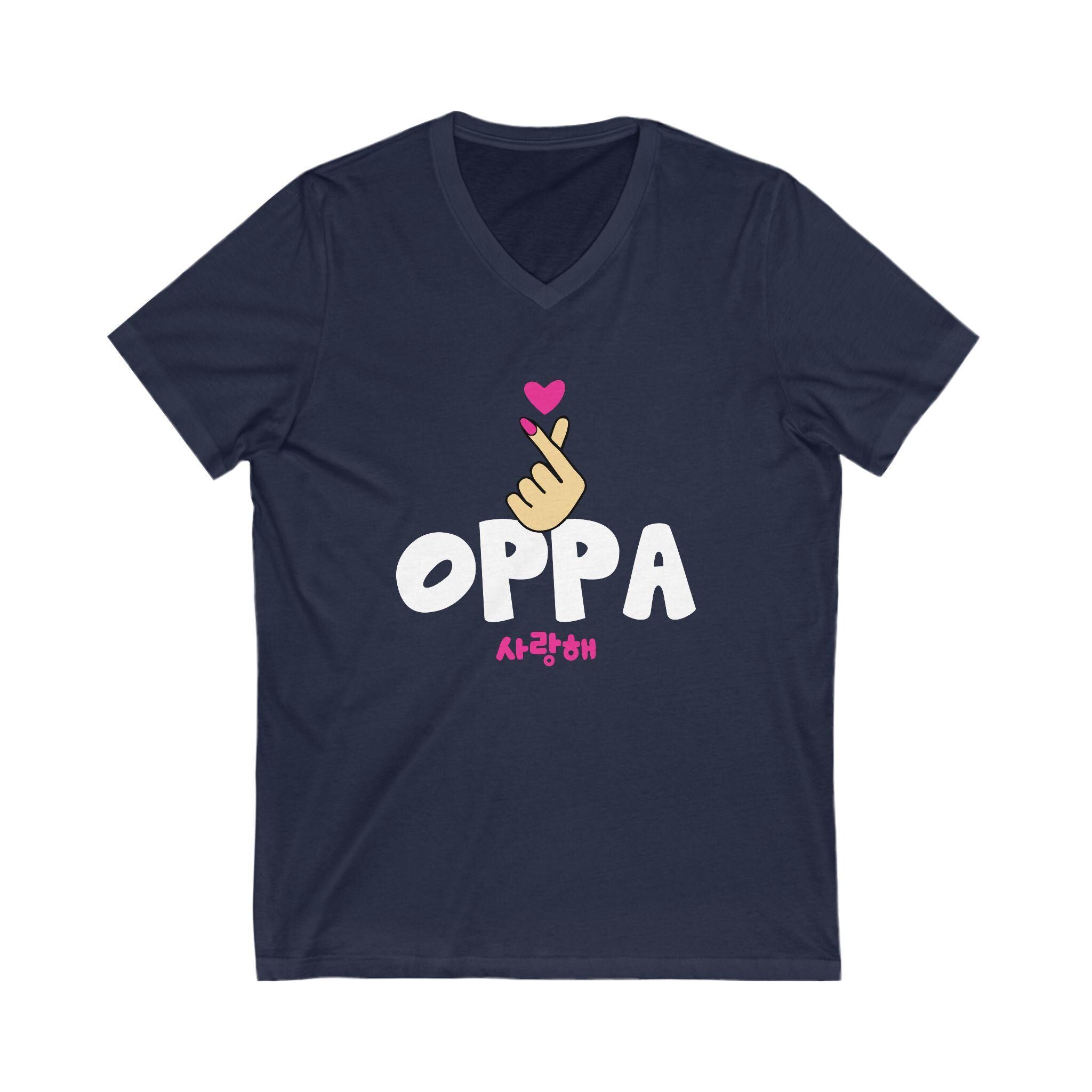 Pick Finger Oppa Chinese Unisex Jersey Short Sleeve V-Neck Tee, Trendy & Comfortable, Perfect for K-Drama Fans, K-Pop Lovers and Casual Wear