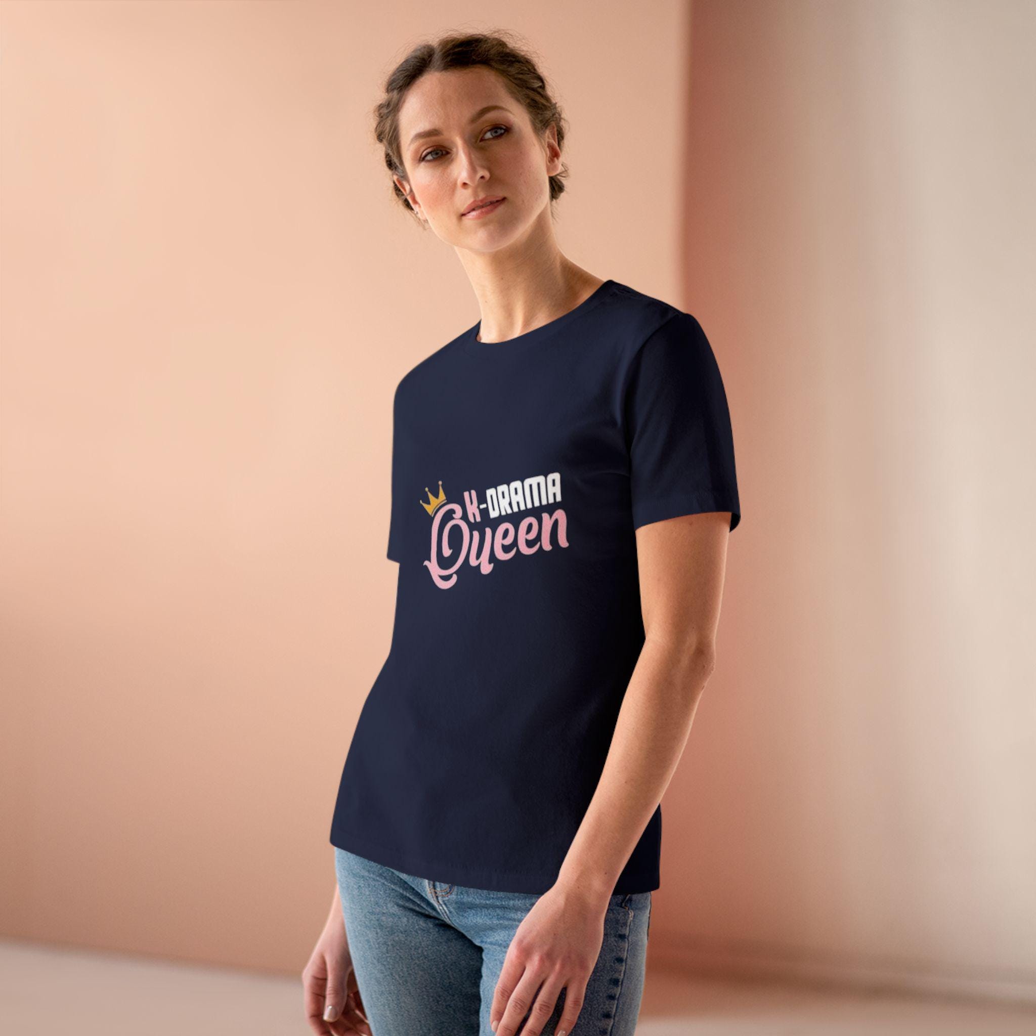 K-Drama Queen Womens Cotton Tee, Stylish & Comfortable, Perfect for K-Drama Fans, Trendy Gift for Drama Lovers, Casual Wear Tee