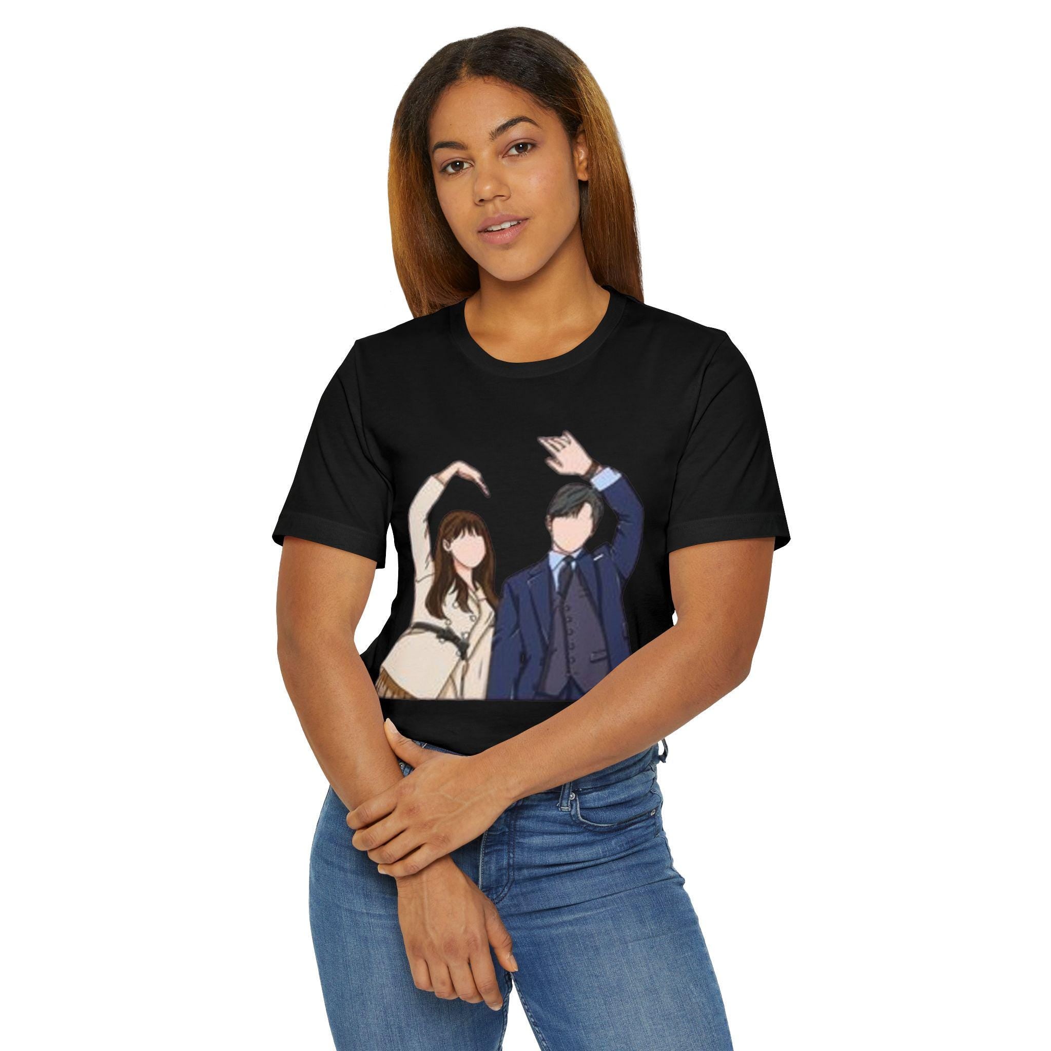 K-Drama Dancing Man and Woman Unisex Jersey T-Shirt, Stylish and Comfortable, Perfect for K-Drama Fans, Trendy Dance Lovers Shirt