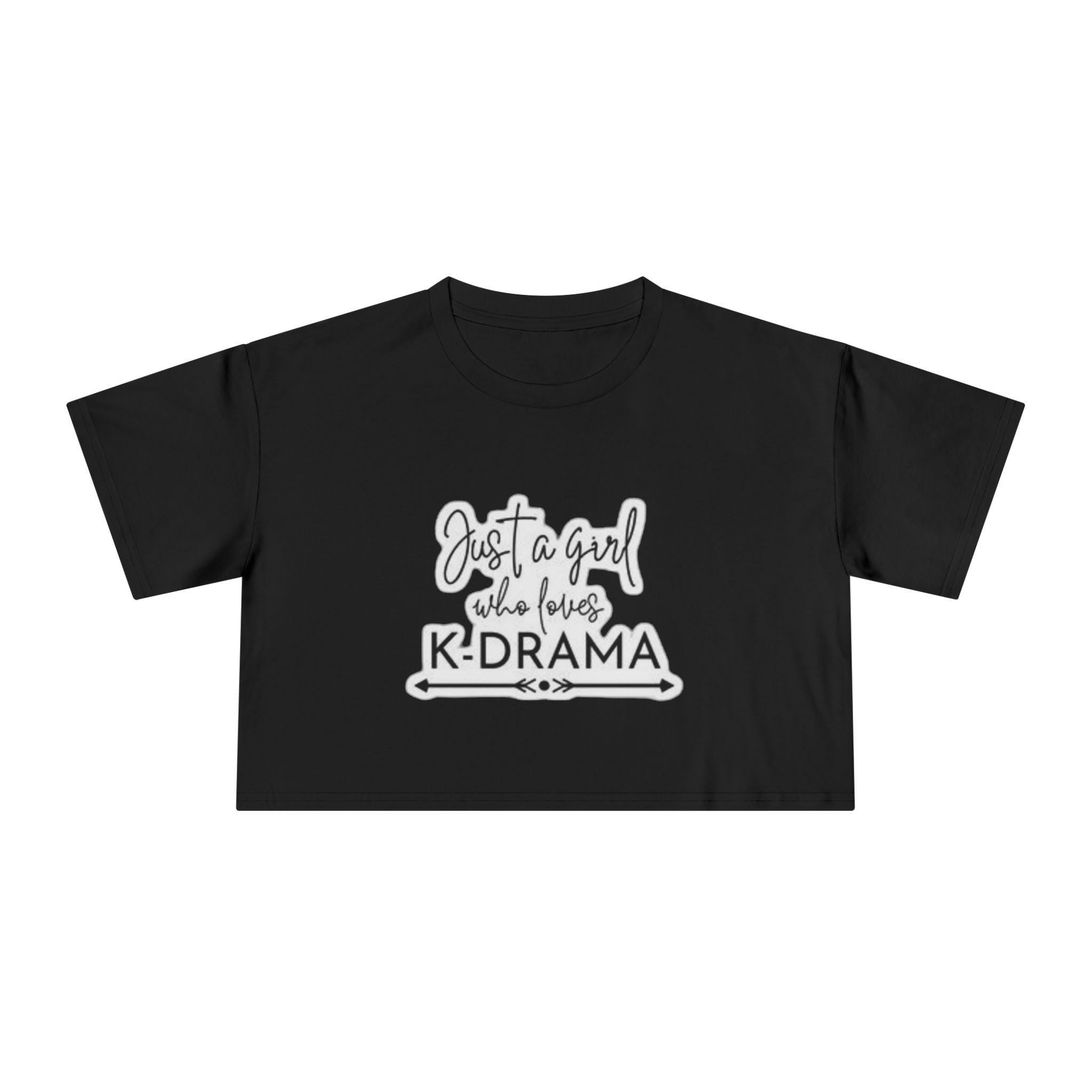 Just a Girl Who Loves K-Drama Camiseta feminina curta - Camiseta K-Drama da moda para fãs, presente estiloso para amantes de dramas coreanos