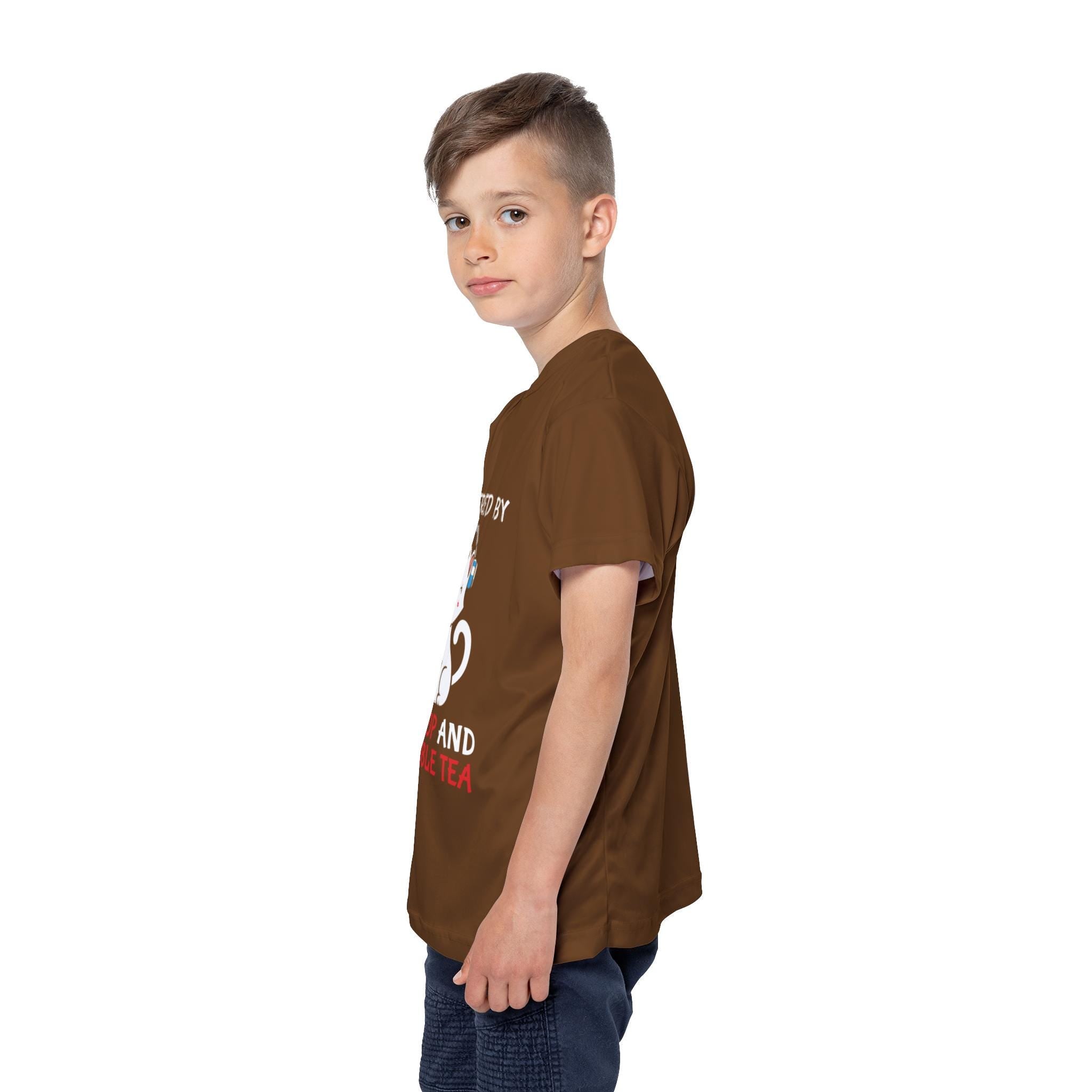 K-Drama K-POP Bubble Tea Cute Cat Kids Sports Jersey AOP, Fun Stylish, Perfect for K-POP Fans & Bubble Tea Lovers, Unique Gift for Kid