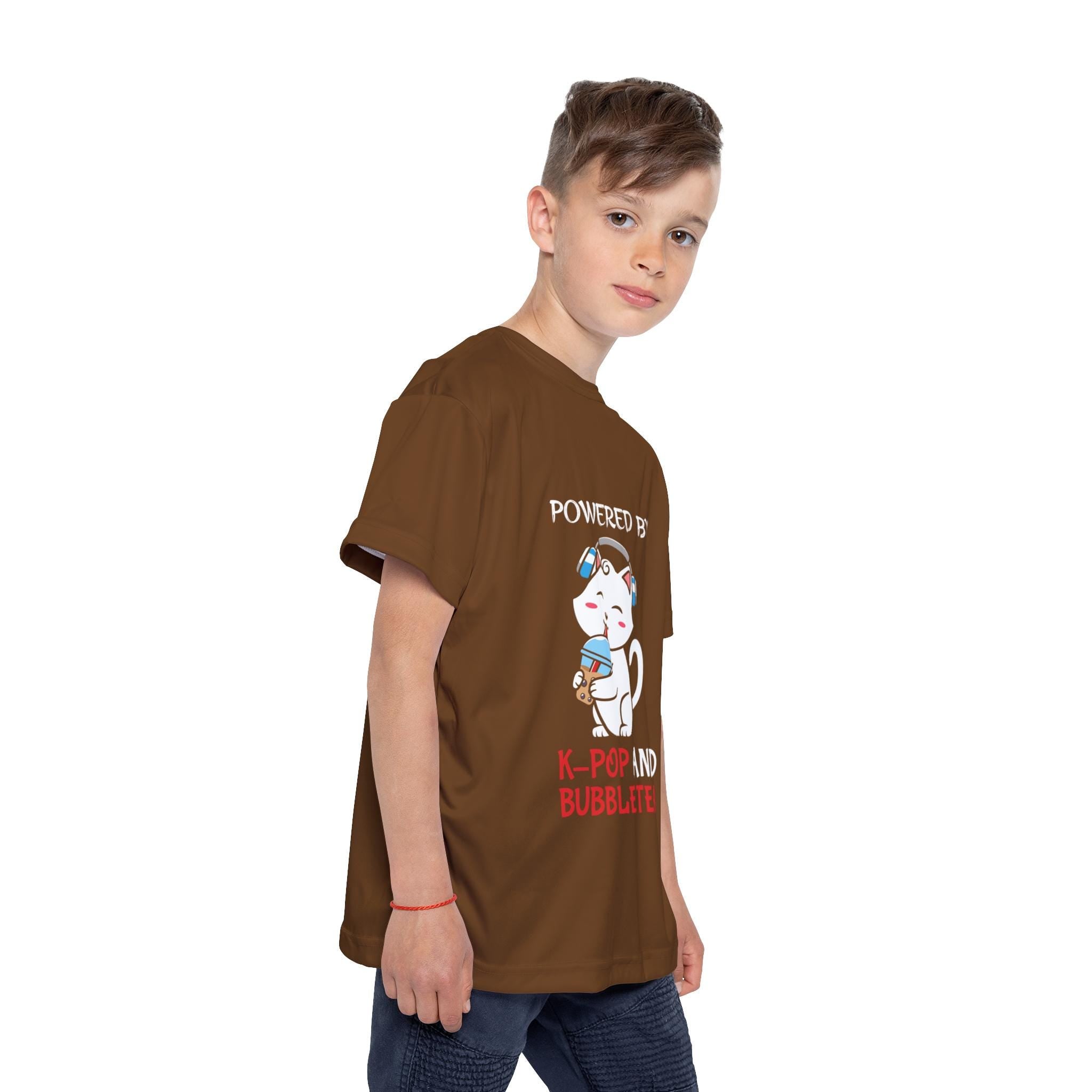 K-Drama K-POP Bubble Tea Cute Cat Kids Sports Jersey AOP, Fun Stylish, Perfect for K-POP Fans & Bubble Tea Lovers, Unique Gift for Kid