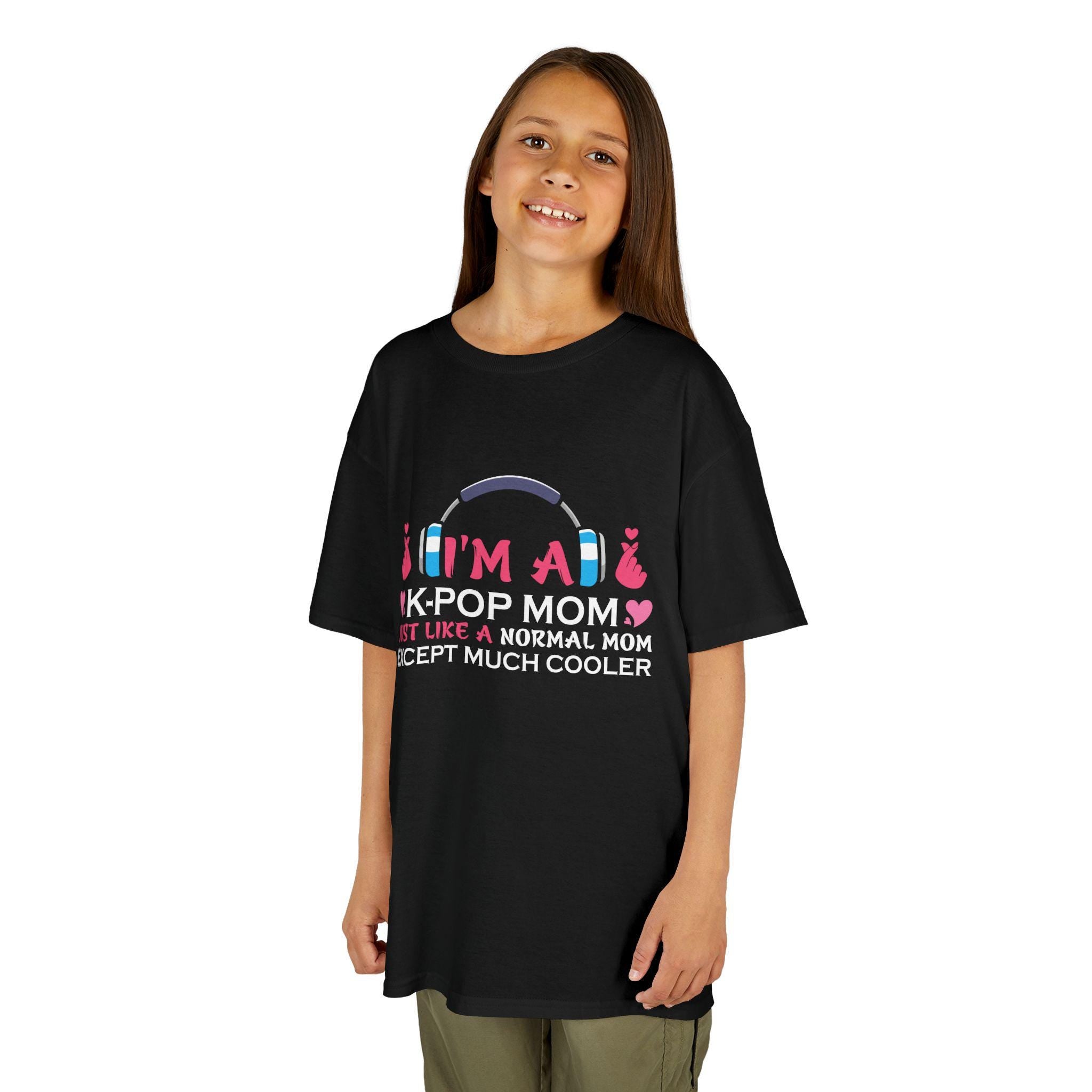 K-Pop Mom Kids Heavy Cotton Tee, Trendy K-Pop Shirt for Moms & Kids, Perfect Gift for K-Pop Fans, Cooler Than Normal Moms