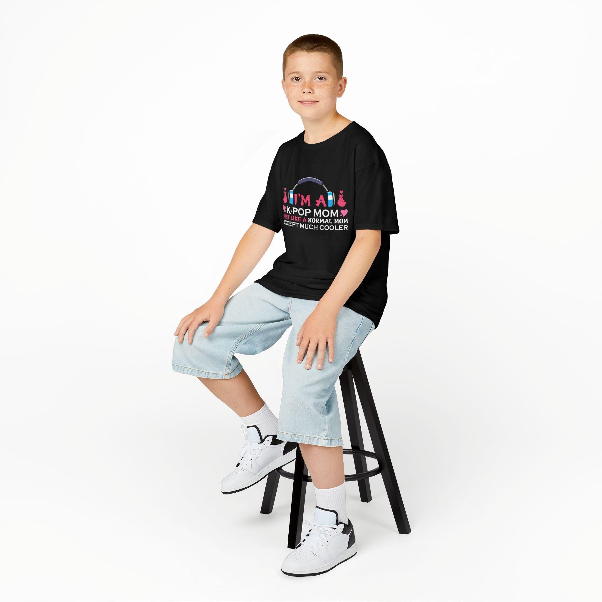 K-Pop Mom Kids Heavy Cotton Tee, Trendy K-Pop Shirt for Moms & Kids, Perfect Gift for K-Pop Fans, Cooler Than Normal Moms