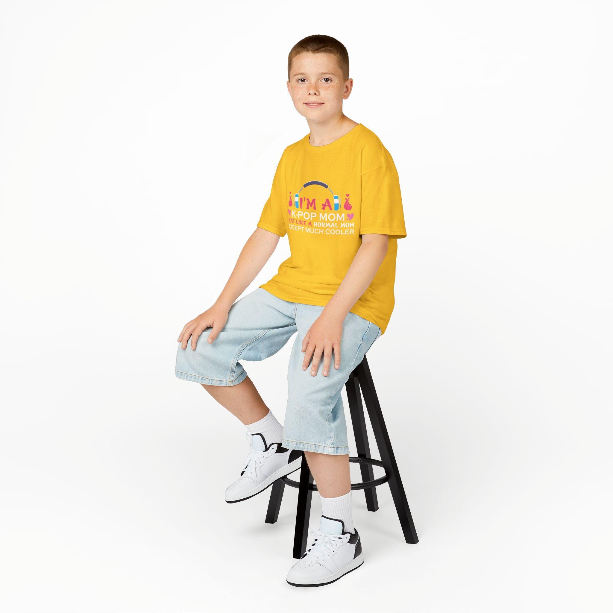 K-Pop Mom Kids Heavy Cotton Tee, Trendy K-Pop Shirt for Moms & Kids, Perfect Gift for K-Pop Fans, Cooler Than Normal Moms