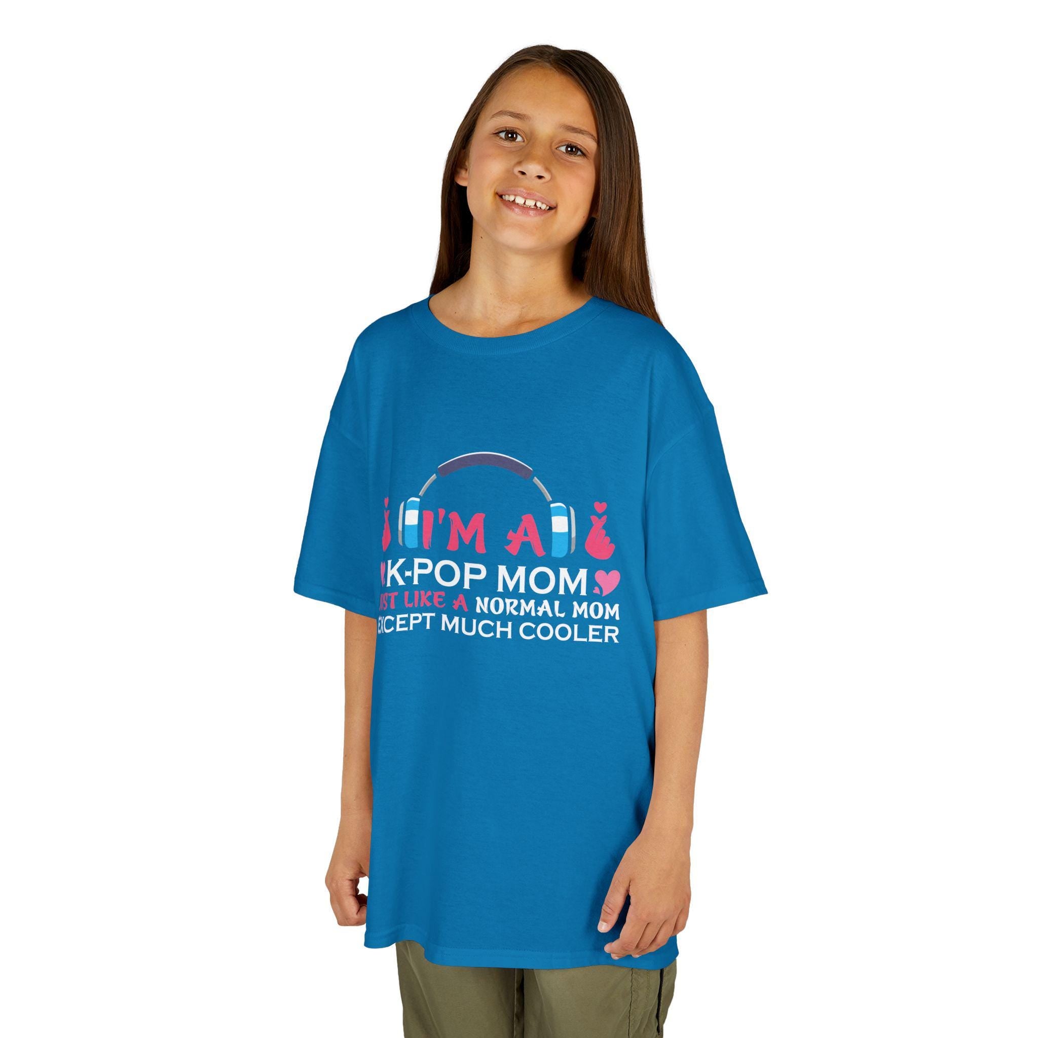 K-Pop Mom Kids Heavy Cotton Tee, Trendy K-Pop Shirt for Moms & Kids, Perfect Gift for K-Pop Fans, Cooler Than Normal Moms
