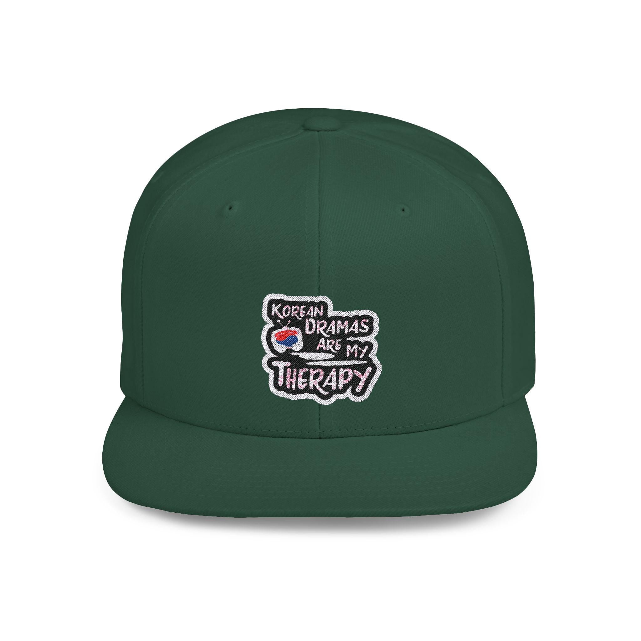 Korean Dramas Are My Therapy Flat Bill Snapback Hat, Embroidered Korean Drama Hat, Adjustable Cap, Korean Drama Fan Hat, Embroidered Dad Cap