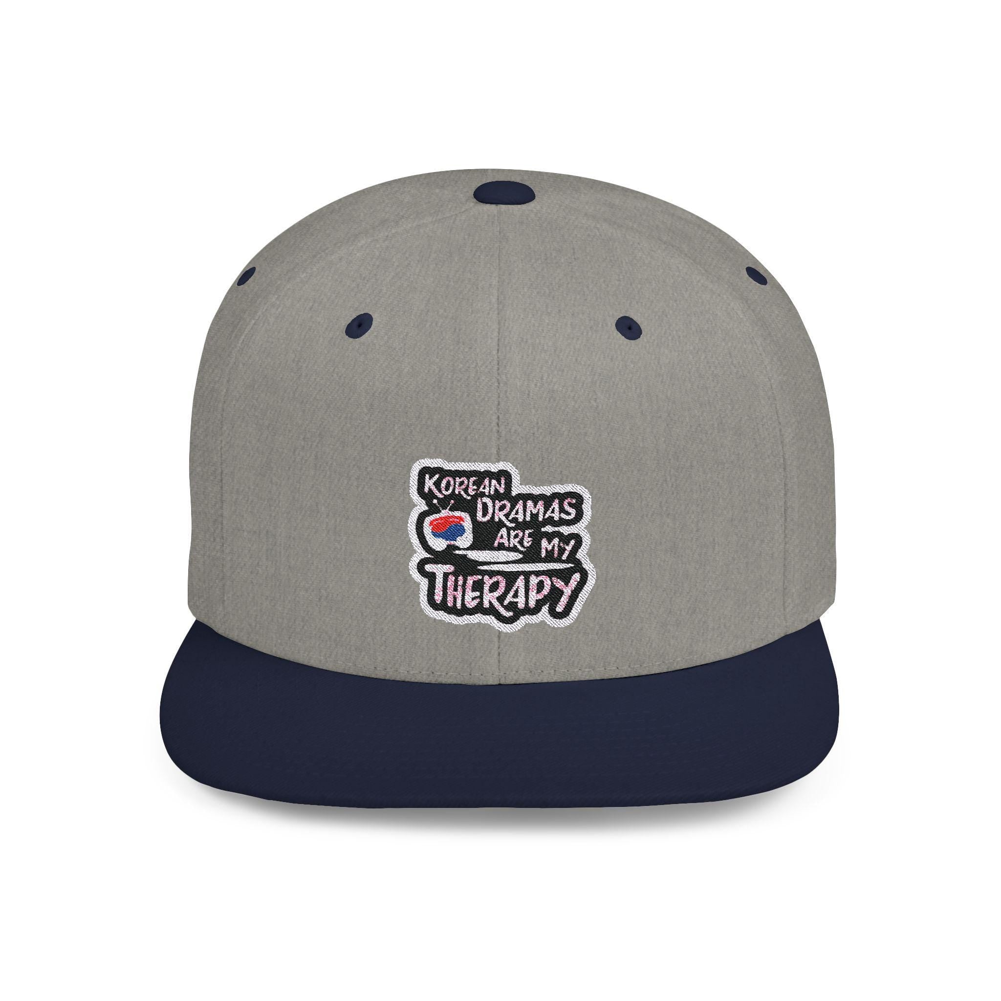 Korean Dramas Are My Therapy Flat Bill Snapback Hat, Embroidered Korean Drama Hat, Adjustable Cap, Korean Drama Fan Hat, Embroidered Dad Cap