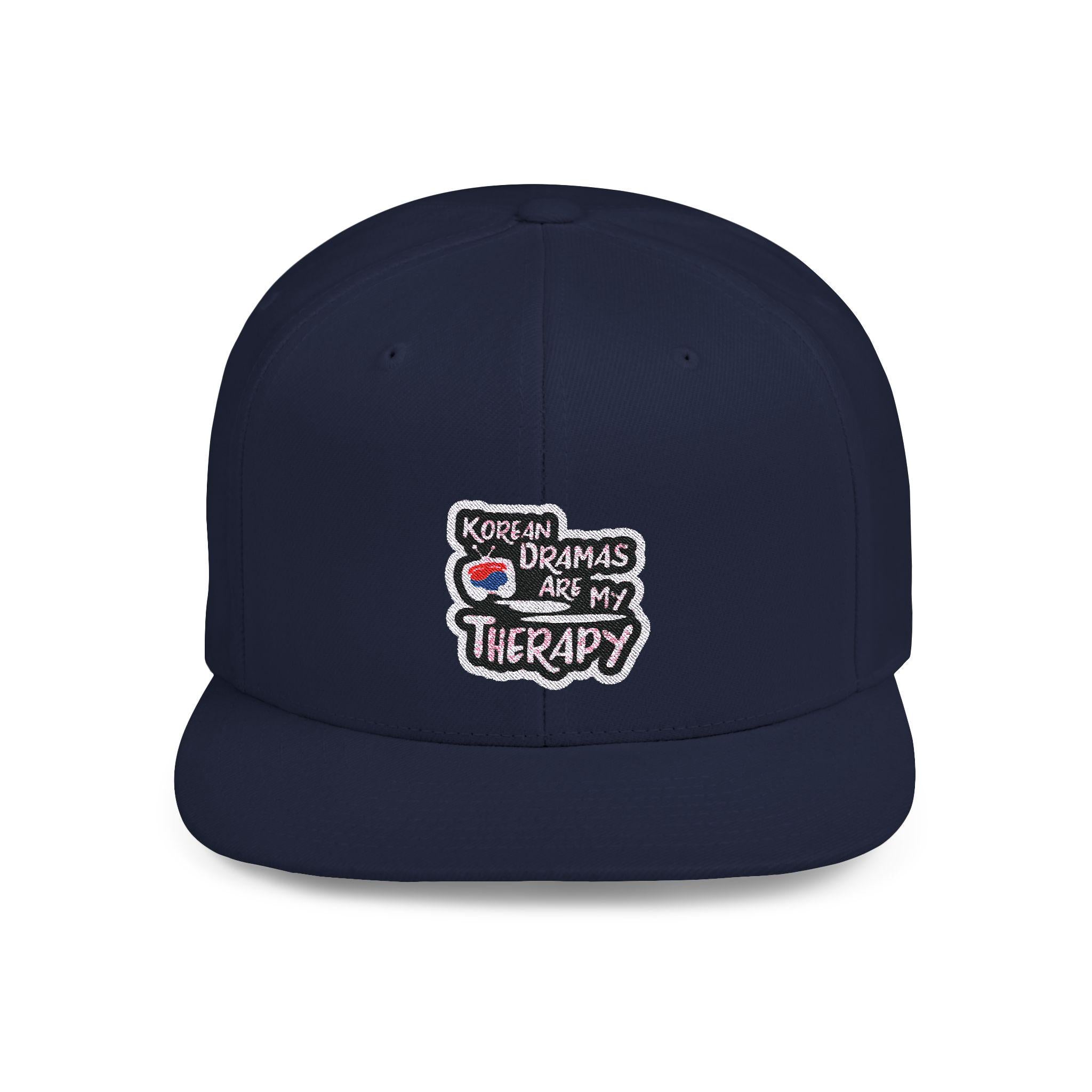 Korean Dramas Are My Therapy Flat Bill Snapback Hat, Embroidered Korean Drama Hat, Adjustable Cap, Korean Drama Fan Hat, Embroidered Dad Cap