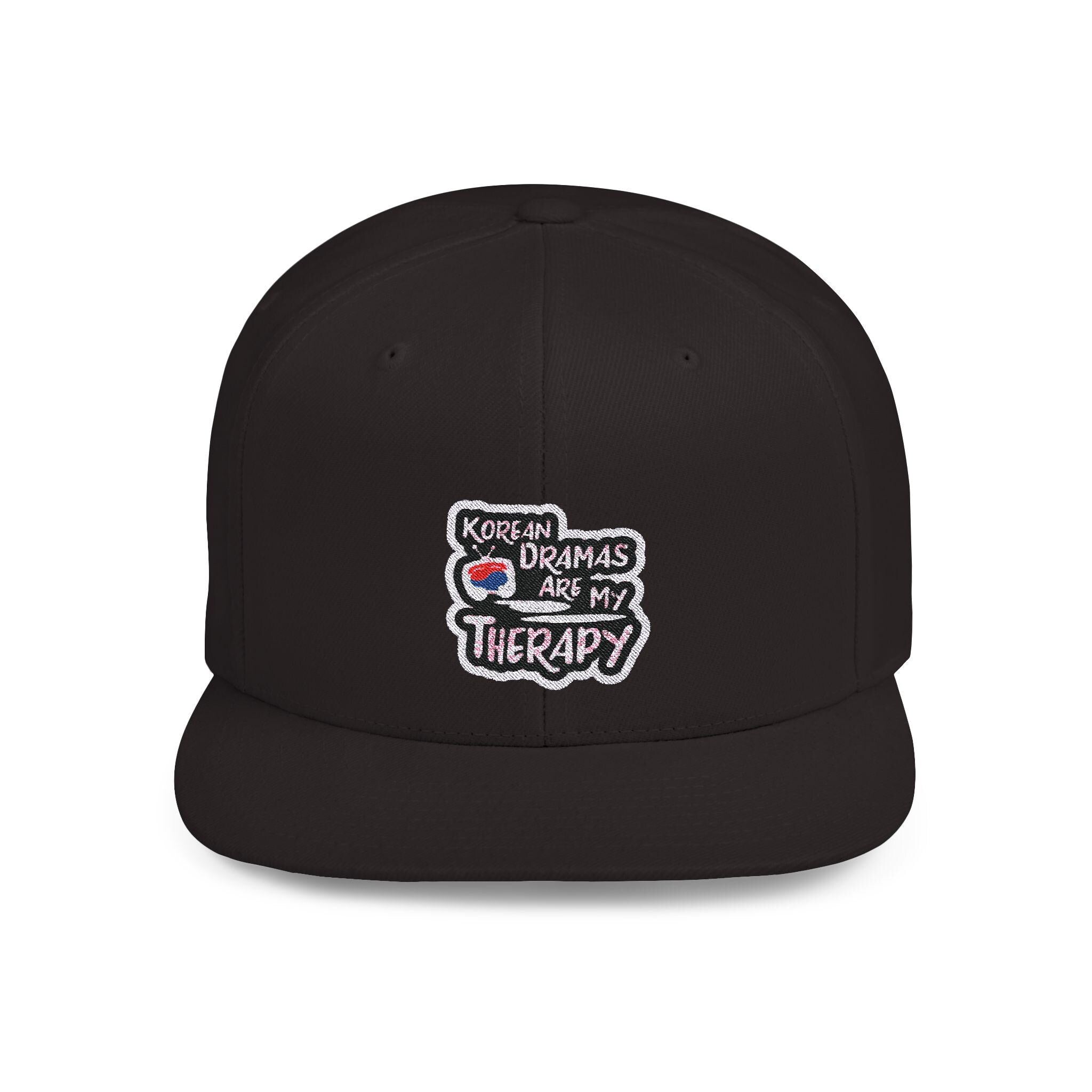 Korean Dramas Are My Therapy Flat Bill Snapback Hat, Embroidered Korean Drama Hat, Adjustable Cap, Korean Drama Fan Hat, Embroidered Dad Cap