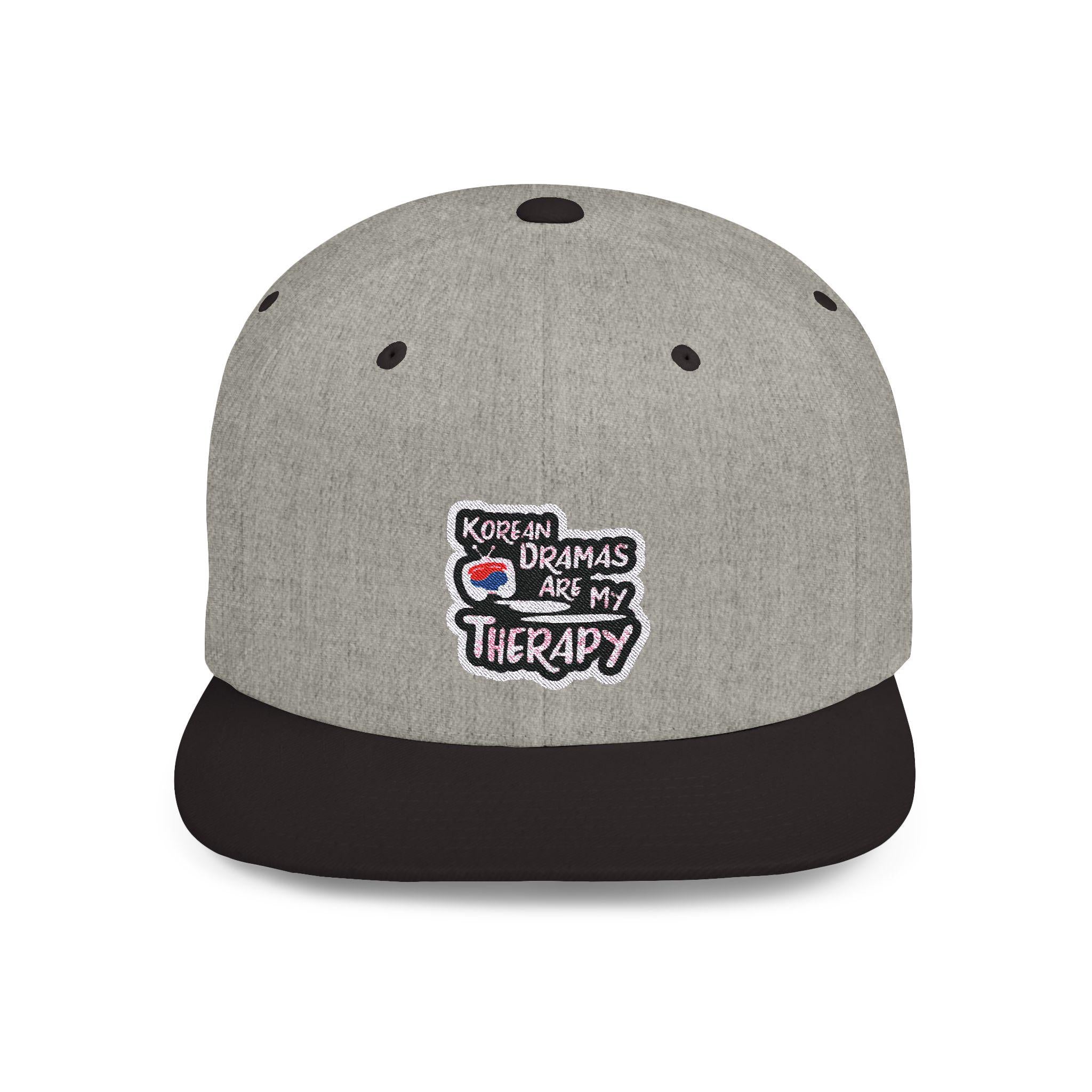 Korean Dramas Are My Therapy Flat Bill Snapback Hat, Embroidered Korean Drama Hat, Adjustable Cap, Korean Drama Fan Hat, Embroidered Dad Cap