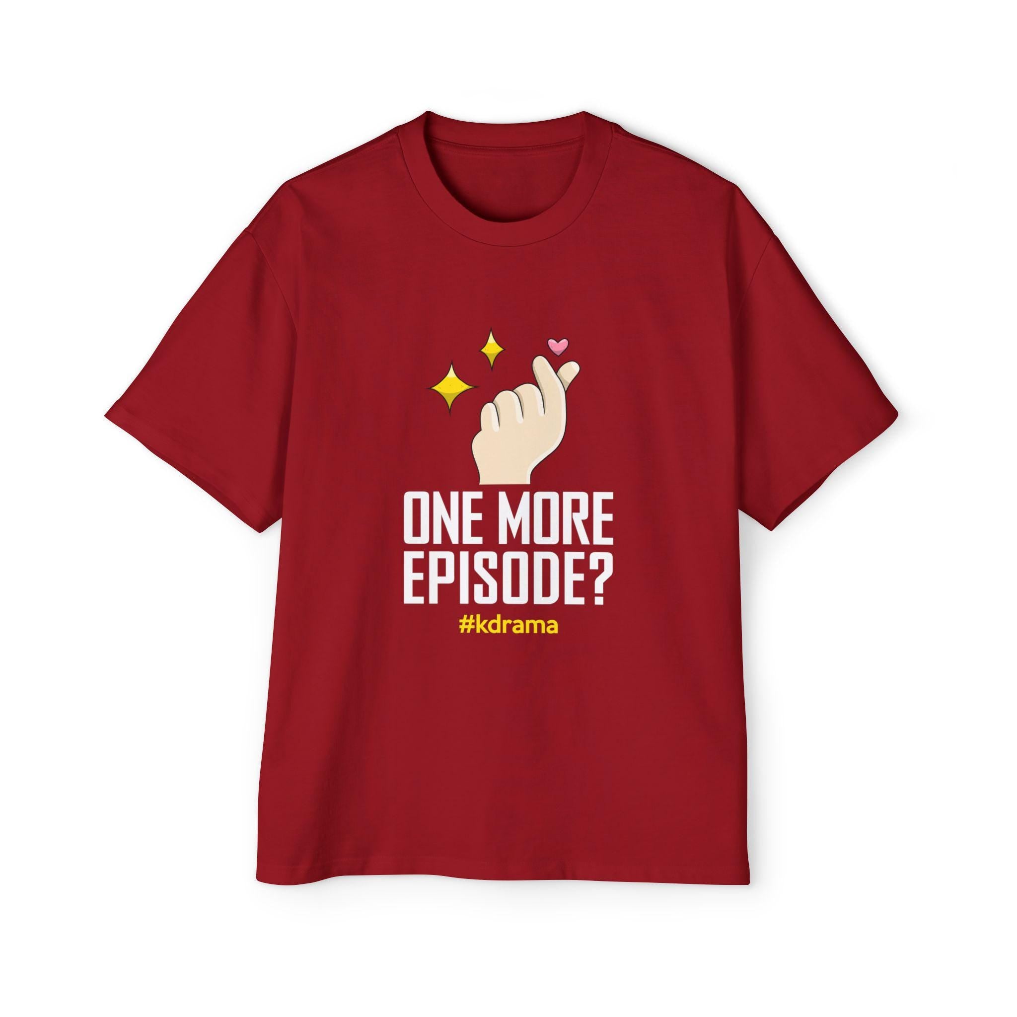 One More Episode K-Drama Men's Heavy Oversized Tee, Comfortable & Stylish, Perfect for K-Drama Binge-Watching, Trendy Gift for Fans