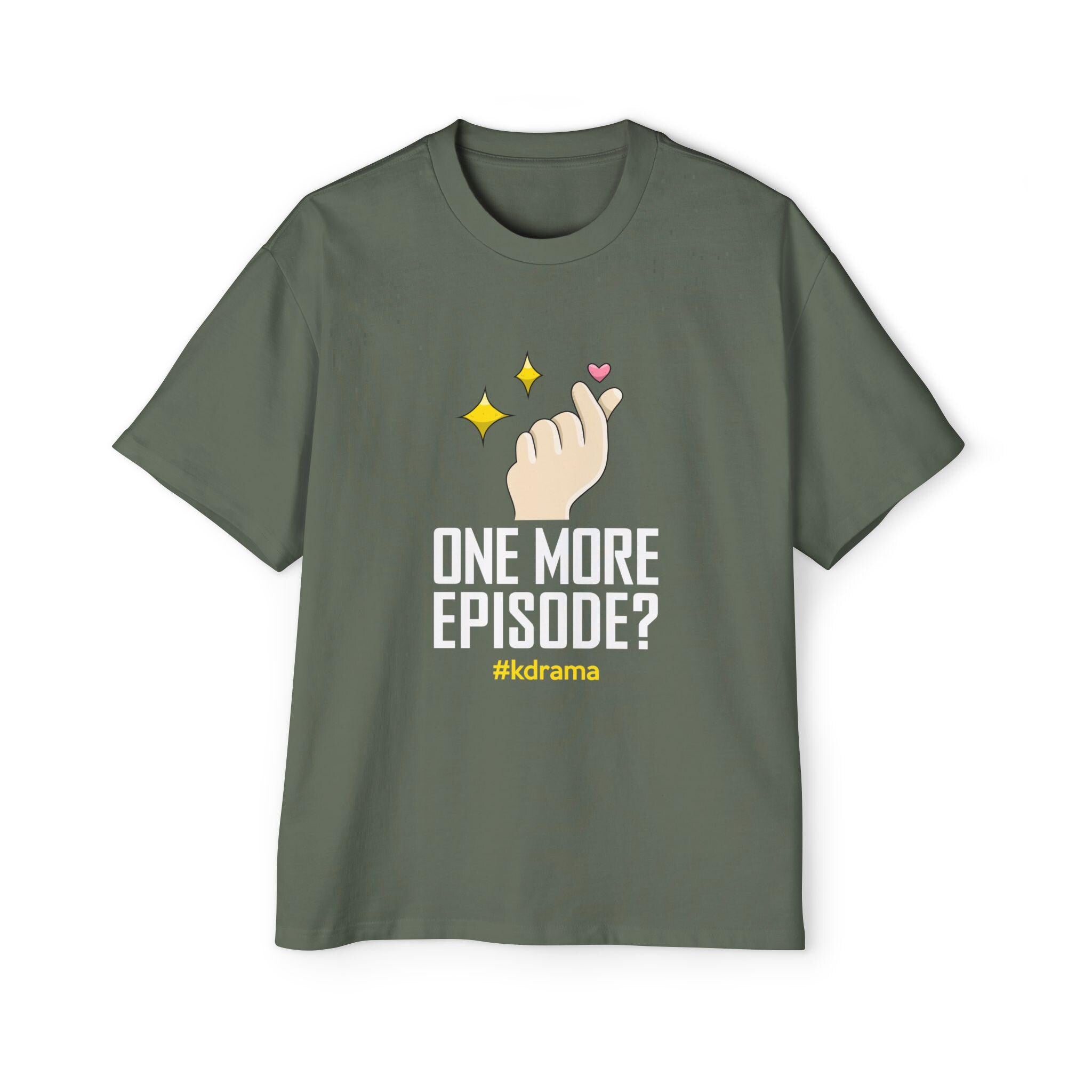 One More Episode K-Drama Men's Heavy Oversized Tee, Comfortable & Stylish, Perfect for K-Drama Binge-Watching, Trendy Gift for Fans