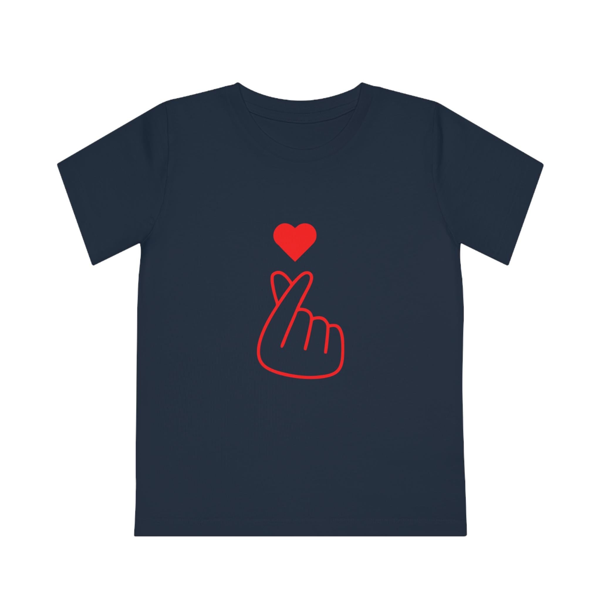 Red Love Heart Finger K-Pop Design Kids' Creator T-Shirt, Trendy and Cute, for K-Pop Fans, Comfortable & Stylish Gift for Young Music Lovers