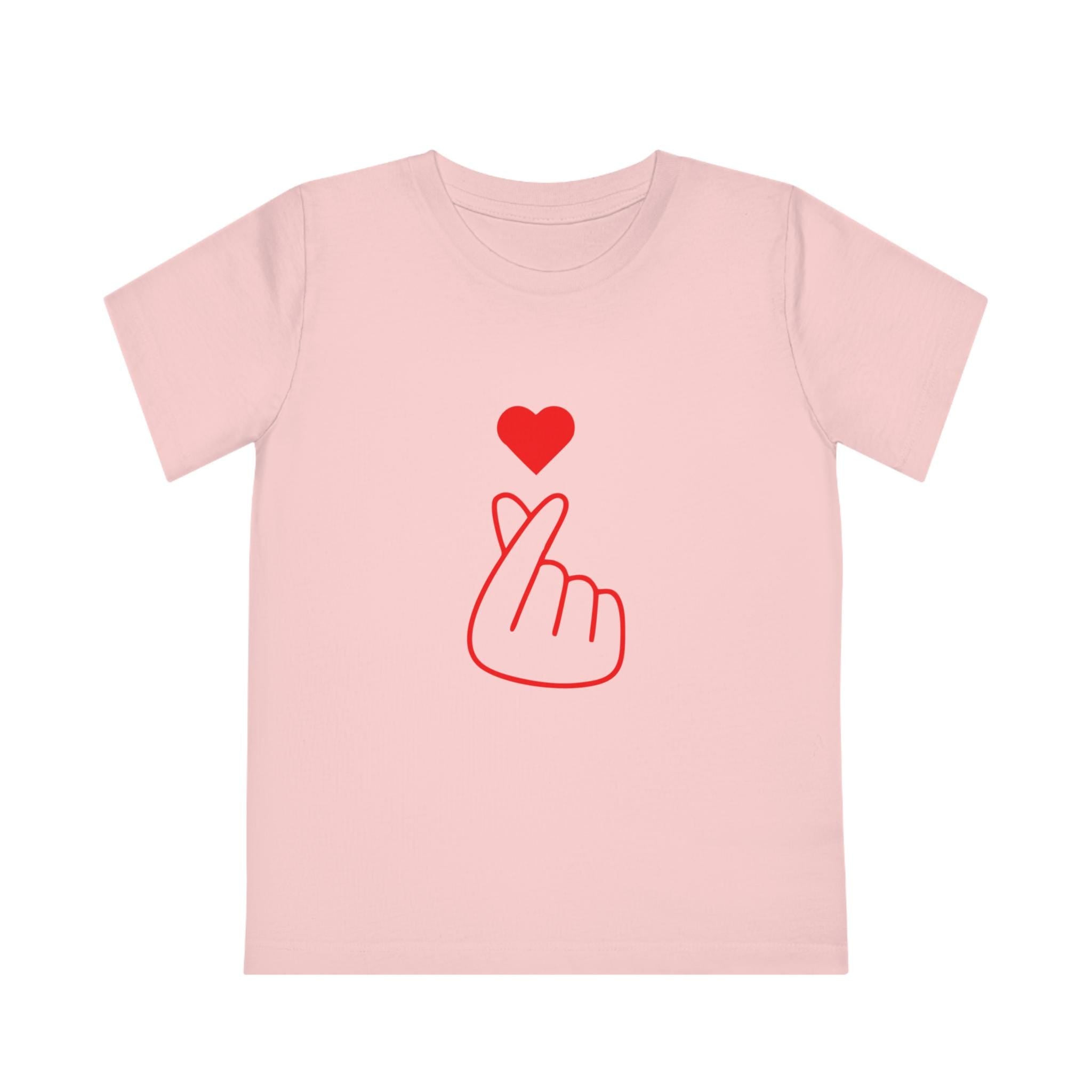 Red Love Heart Finger K-Pop Design Kids' Creator T-Shirt, Trendy and Cute, for K-Pop Fans, Comfortable & Stylish Gift for Young Music Lovers