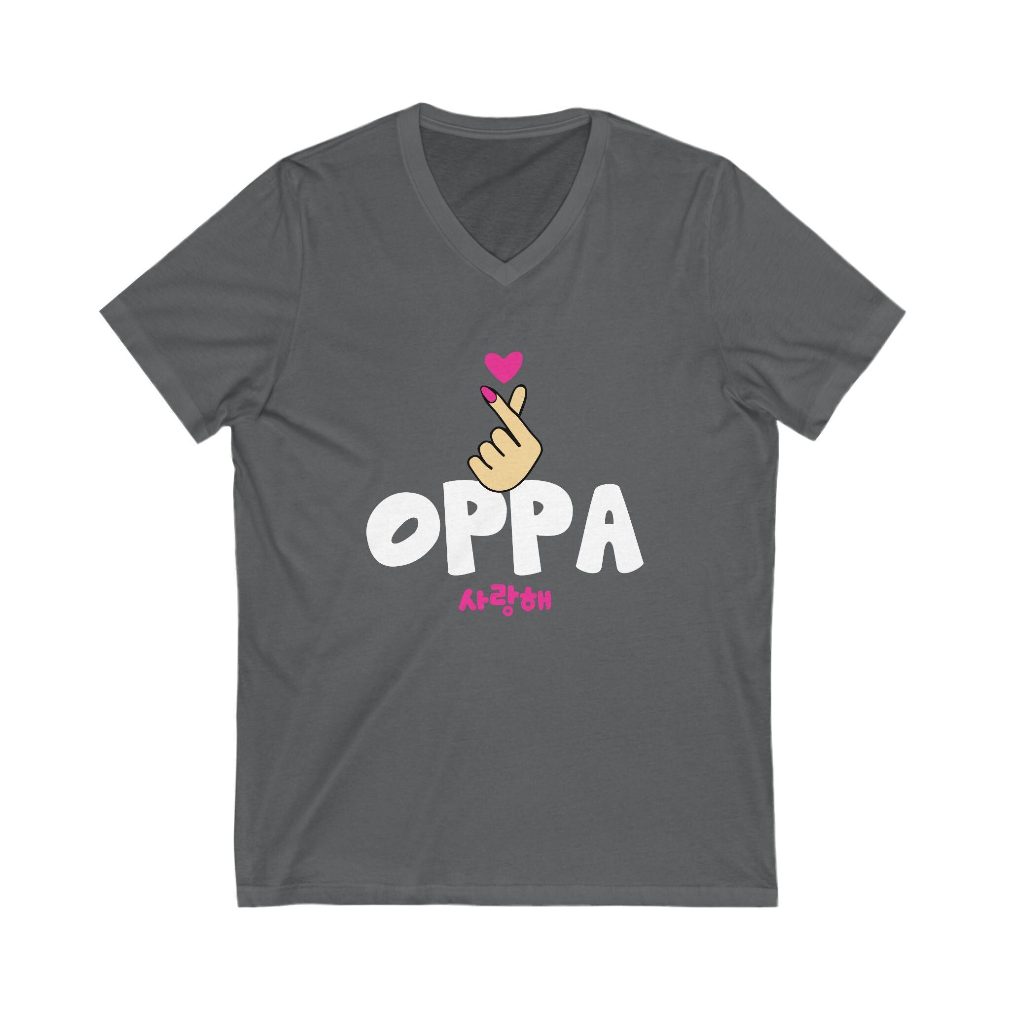 Pick Finger Oppa Chinese Unisex Jersey Short Sleeve V-Neck Tee, Trendy & Comfortable, Perfect for K-Drama Fans, K-Pop Lovers and Casual Wear