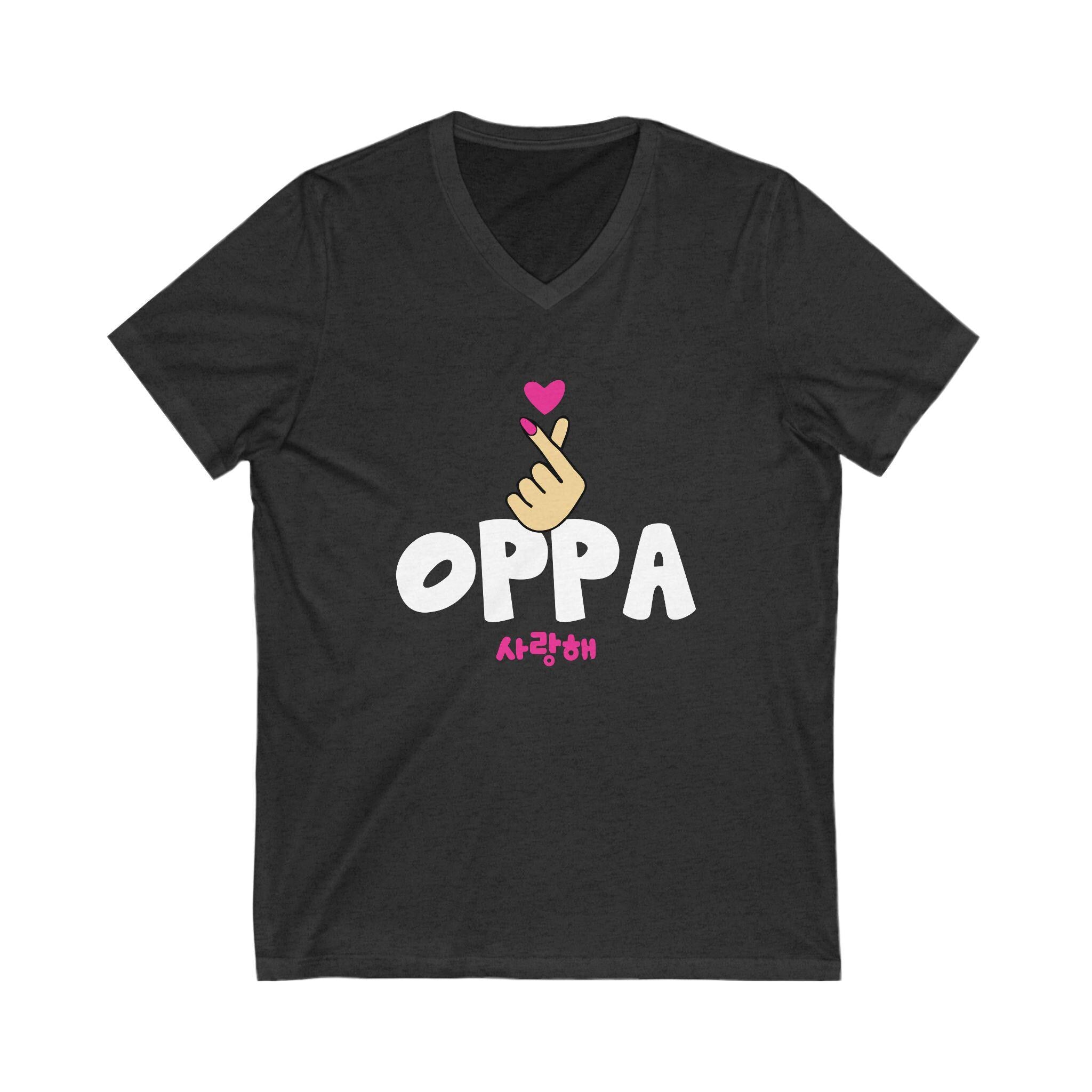 Pick Finger Oppa Chinese Unisex Jersey Short Sleeve V-Neck Tee, Trendy & Comfortable, Perfect for K-Drama Fans, K-Pop Lovers and Casual Wear