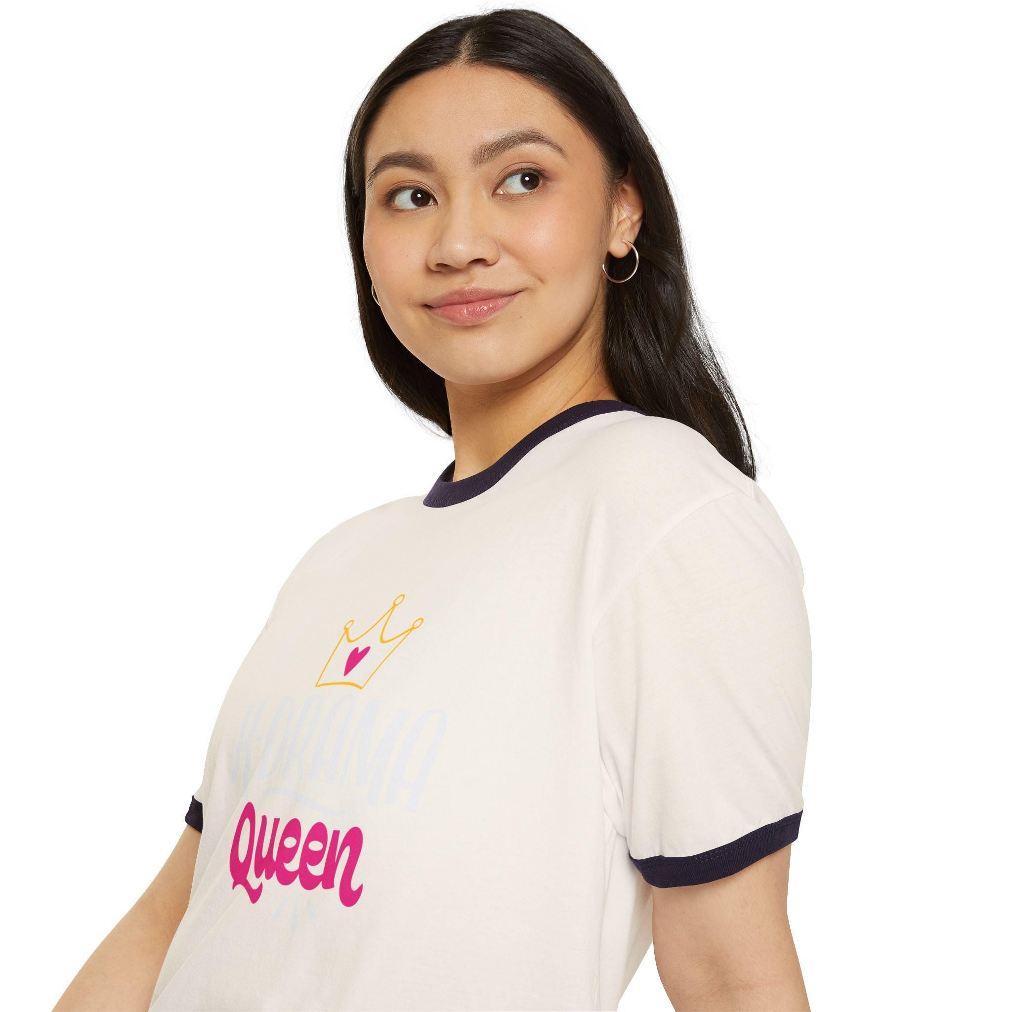 K-Drama Queen Graphic Design Unisex Cotton Ringer T-Shirt, Trendy and Comfortable, Perfect for K-Drama Lovers, Stylish & Fun Gift for Fans