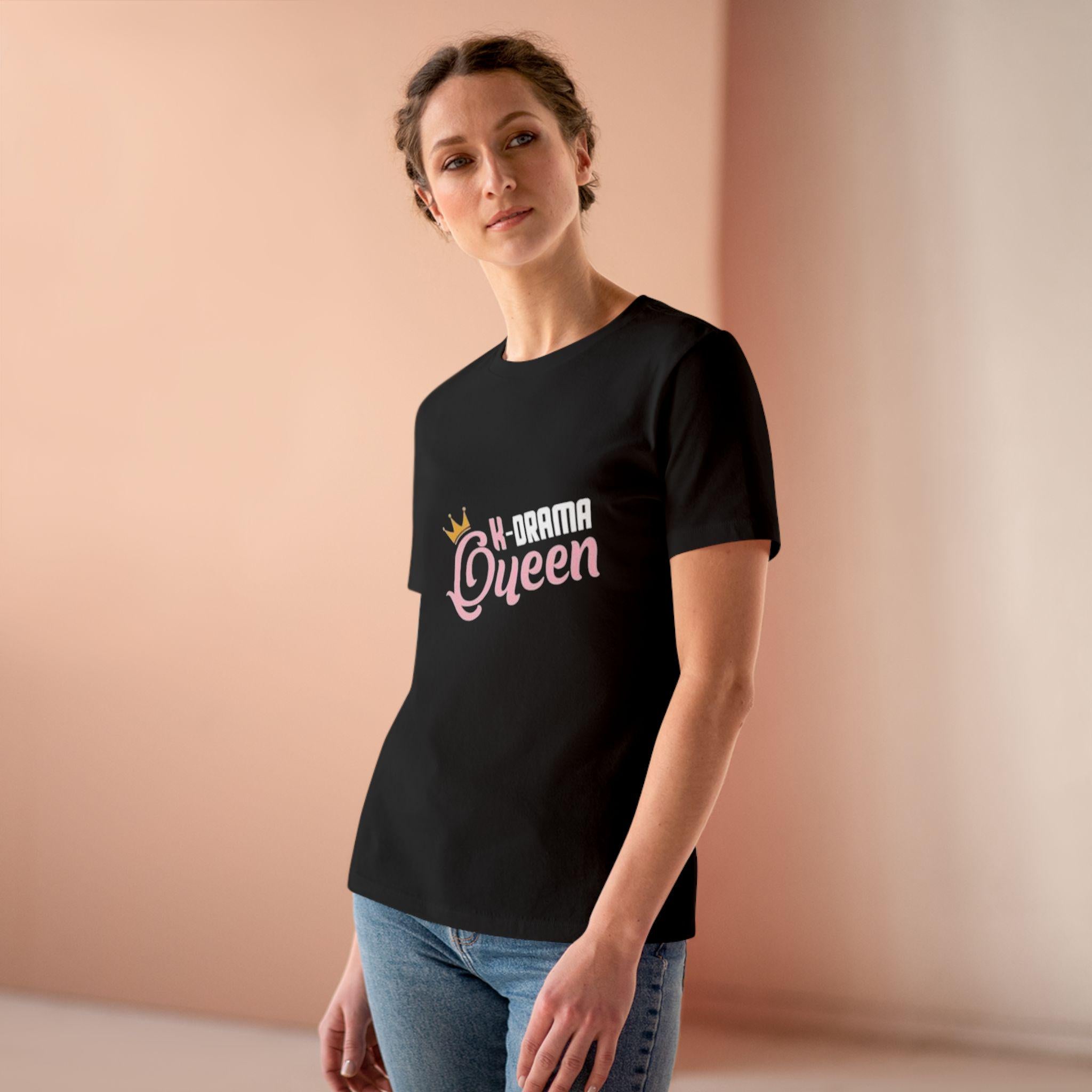 K-Drama Queen Womens Cotton Tee, Stylish & Comfortable, Perfect for K-Drama Fans, Trendy Gift for Drama Lovers, Casual Wear Tee