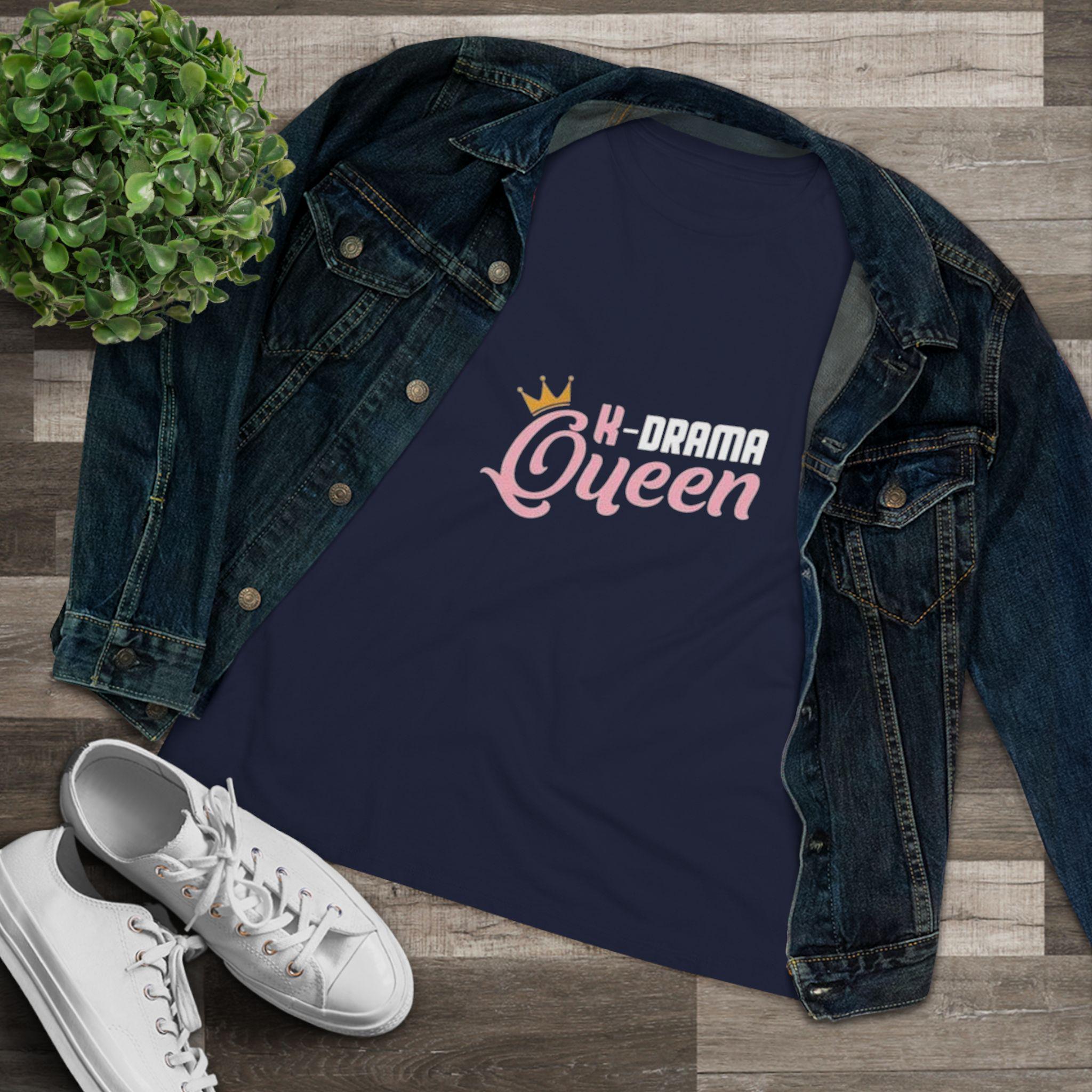K-Drama Queen Womens Cotton Tee, Stylish & Comfortable, Perfect for K-Drama Fans, Trendy Gift for Drama Lovers, Casual Wear Tee