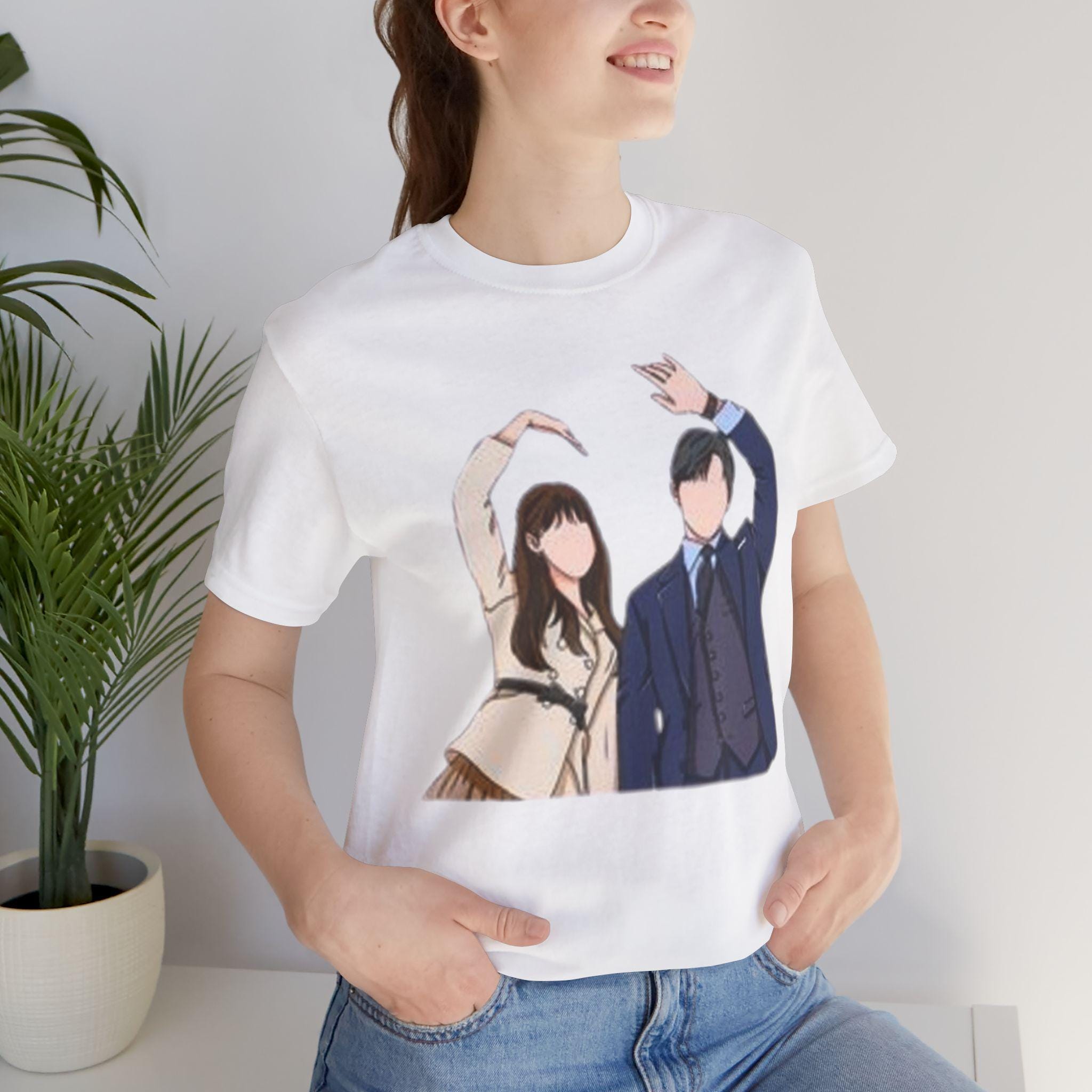 K-Drama Dancing Man and Woman Unisex Jersey T-Shirt, Stylish and Comfortable, Perfect for K-Drama Fans, Trendy Dance Lovers Shirt