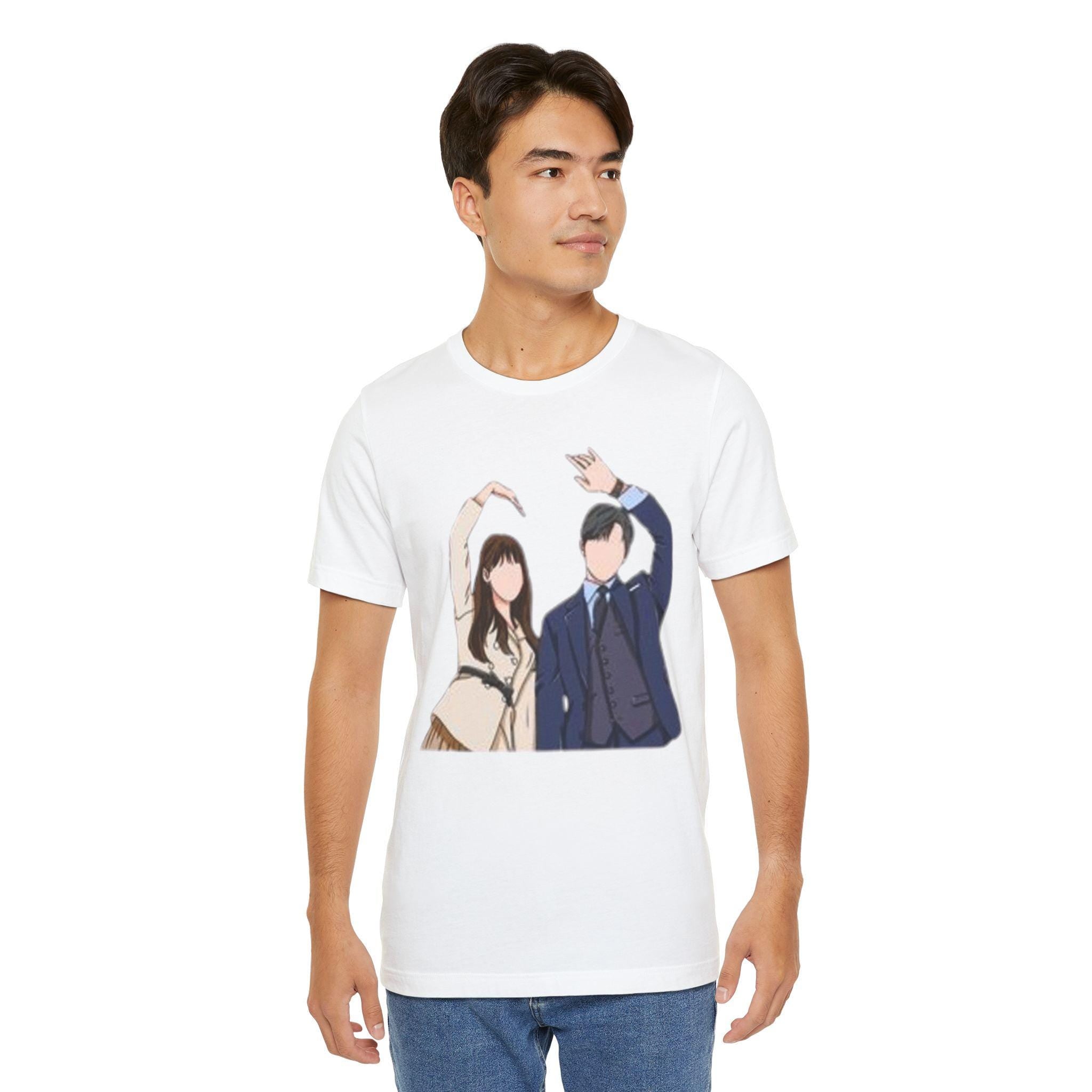 K-Drama Dancing Man and Woman Unisex Jersey T-Shirt, Stylish and Comfortable, Perfect for K-Drama Fans, Trendy Dance Lovers Shirt