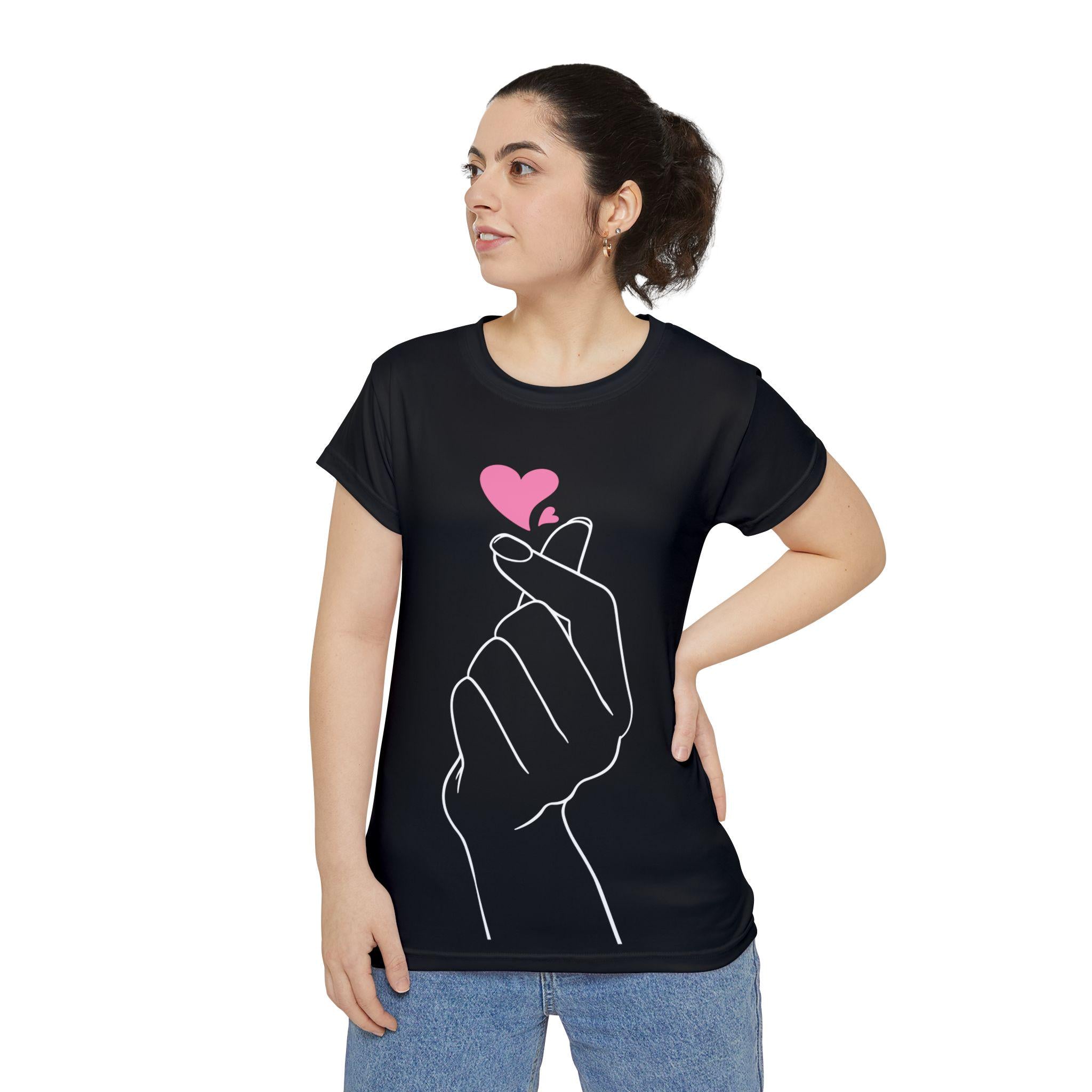 Korean Finger Heart T-Shirt, Women's K-Drama Shirt, Korean Drama Shirts, K-Drama Lover Shirt, Cute Korean Heart Tee, Korean Lover Gift Shirt