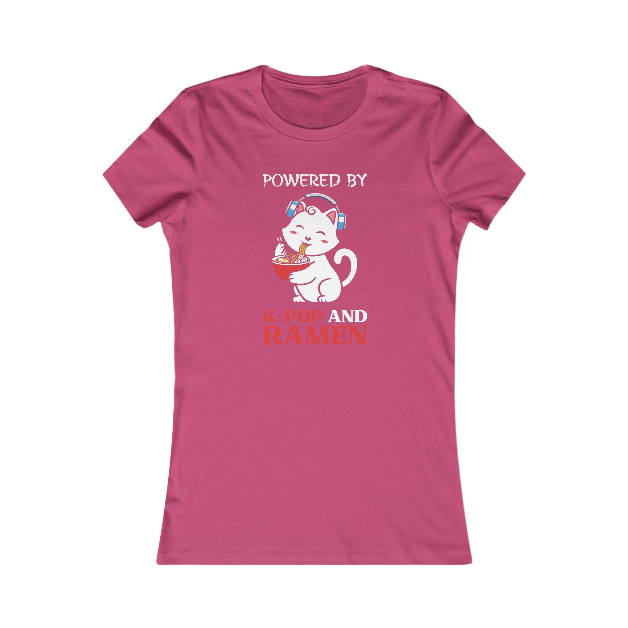 Powered by K-Pop and Ramen Women's Favorite Tee - Fun K-Pop & Ramen Lover Shirt, Trendy Gift for K-Drama Fans and Foodies